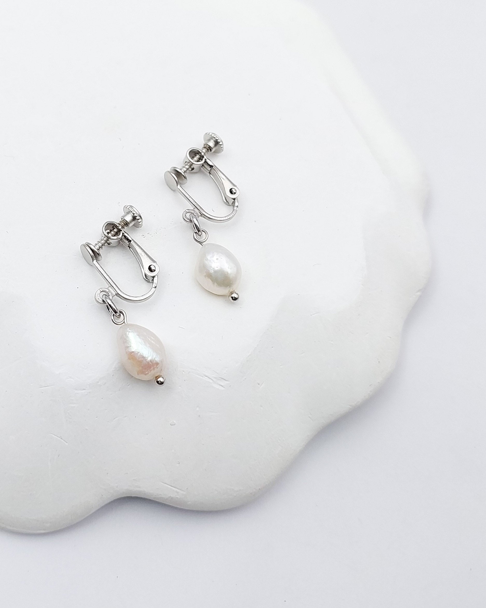 עגילי קליפס פנינים אמתיות