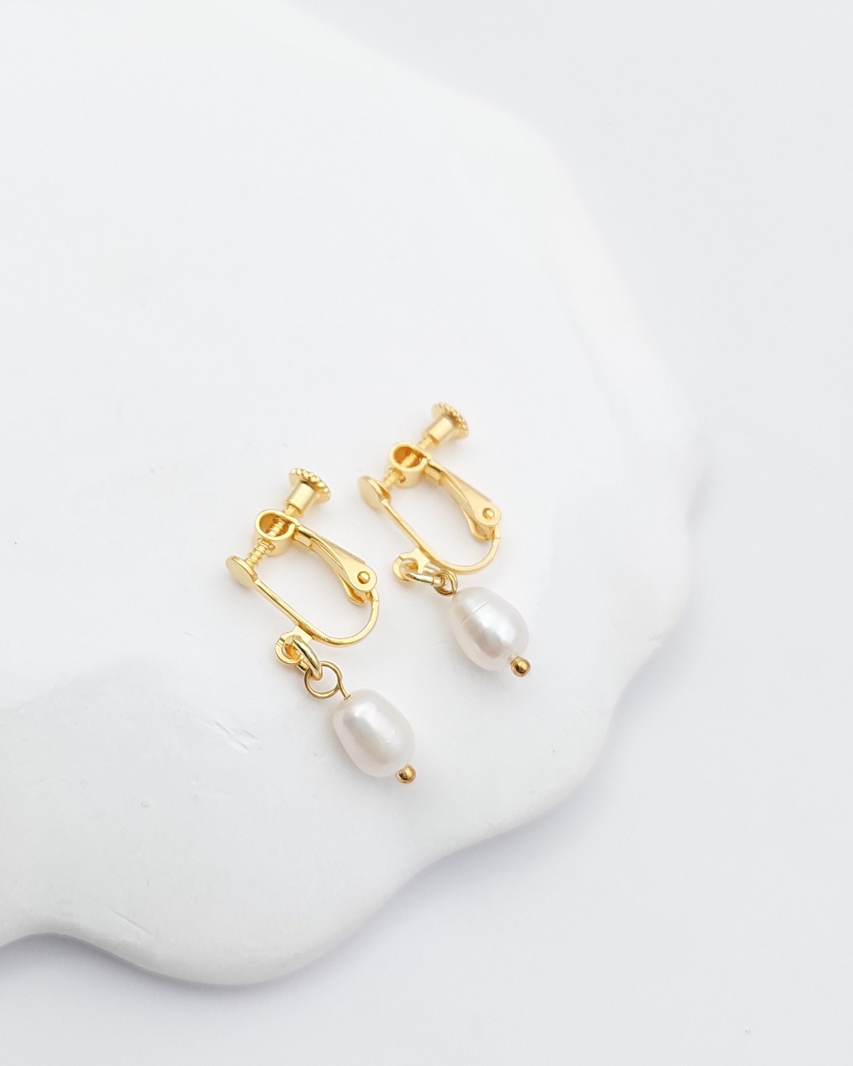 עגילי קליפס פנינים אמתיות