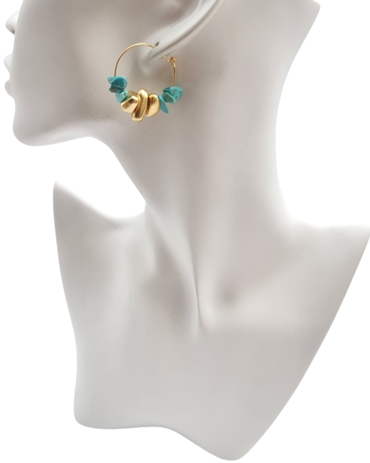 עגילי חישוק אבני טורקיזים פלחים