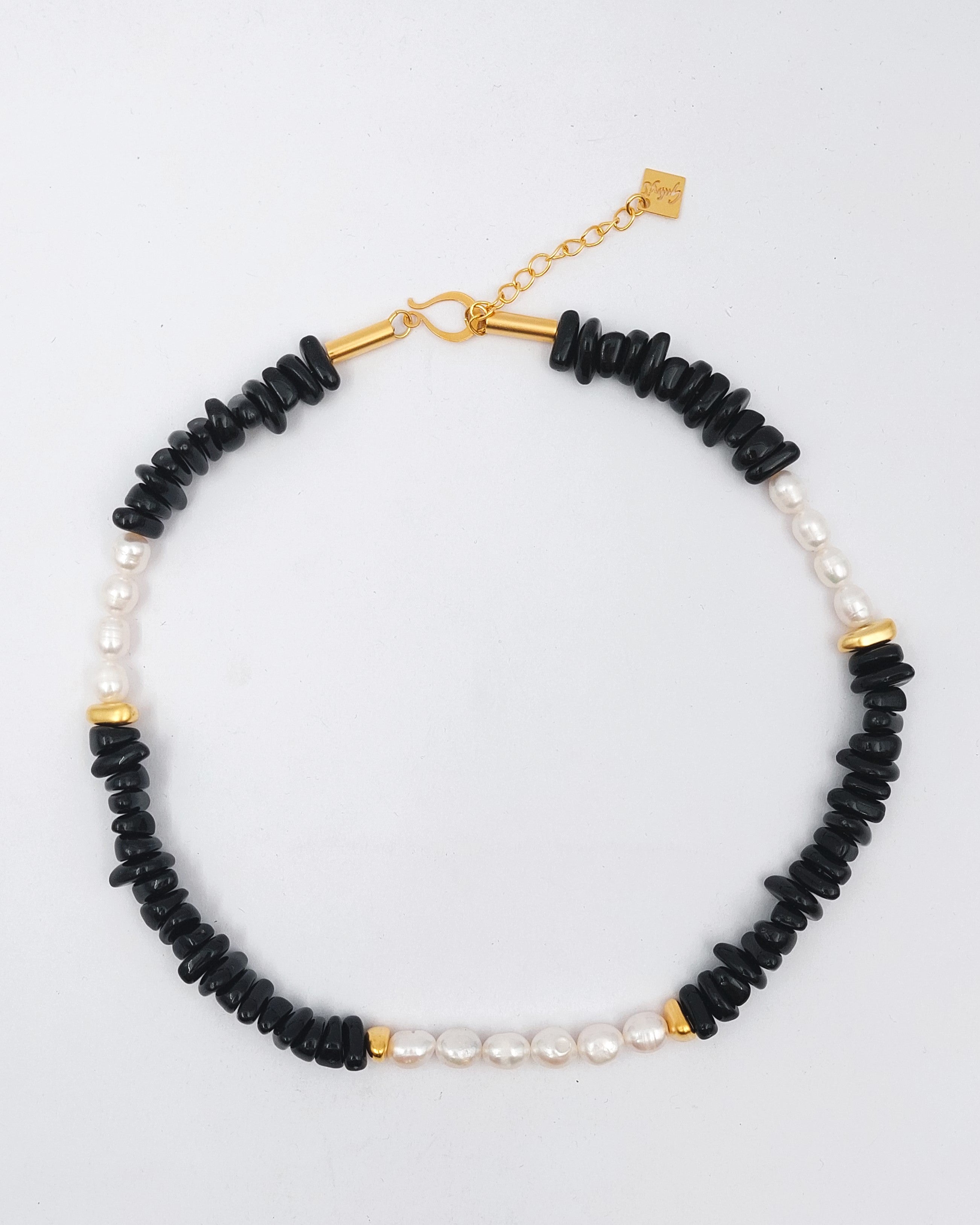 שרשרת פלחים פנינים שחור