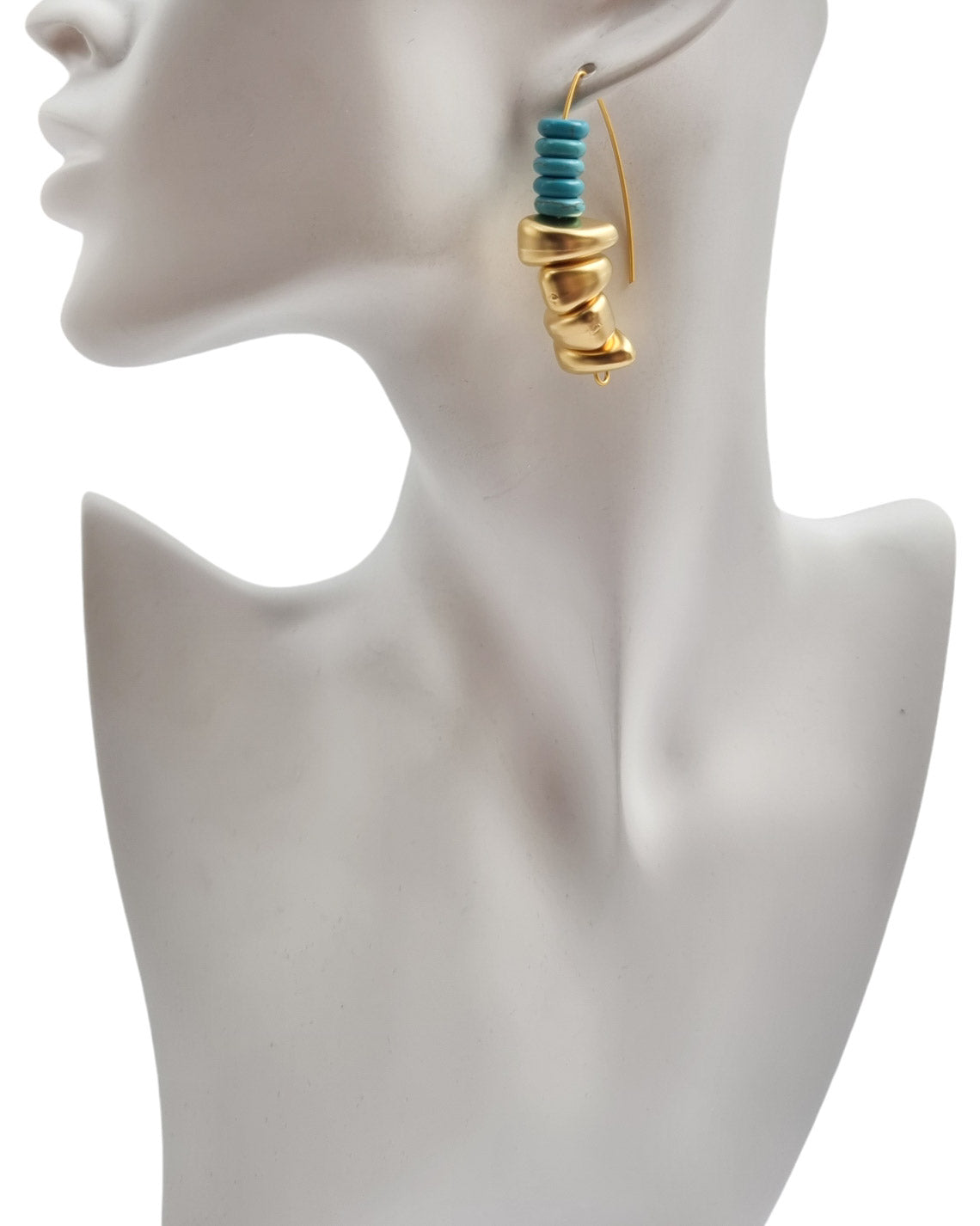עגילי טורקיז ופלחי זהב