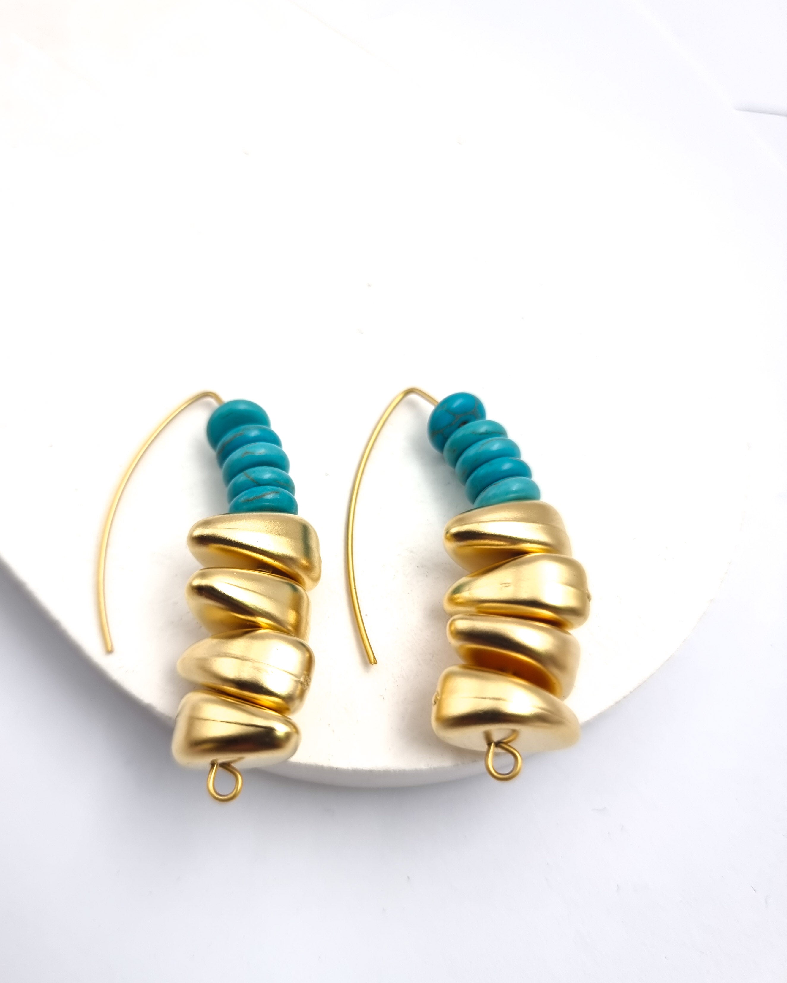 עגילי טורקיז ופלחי זהב