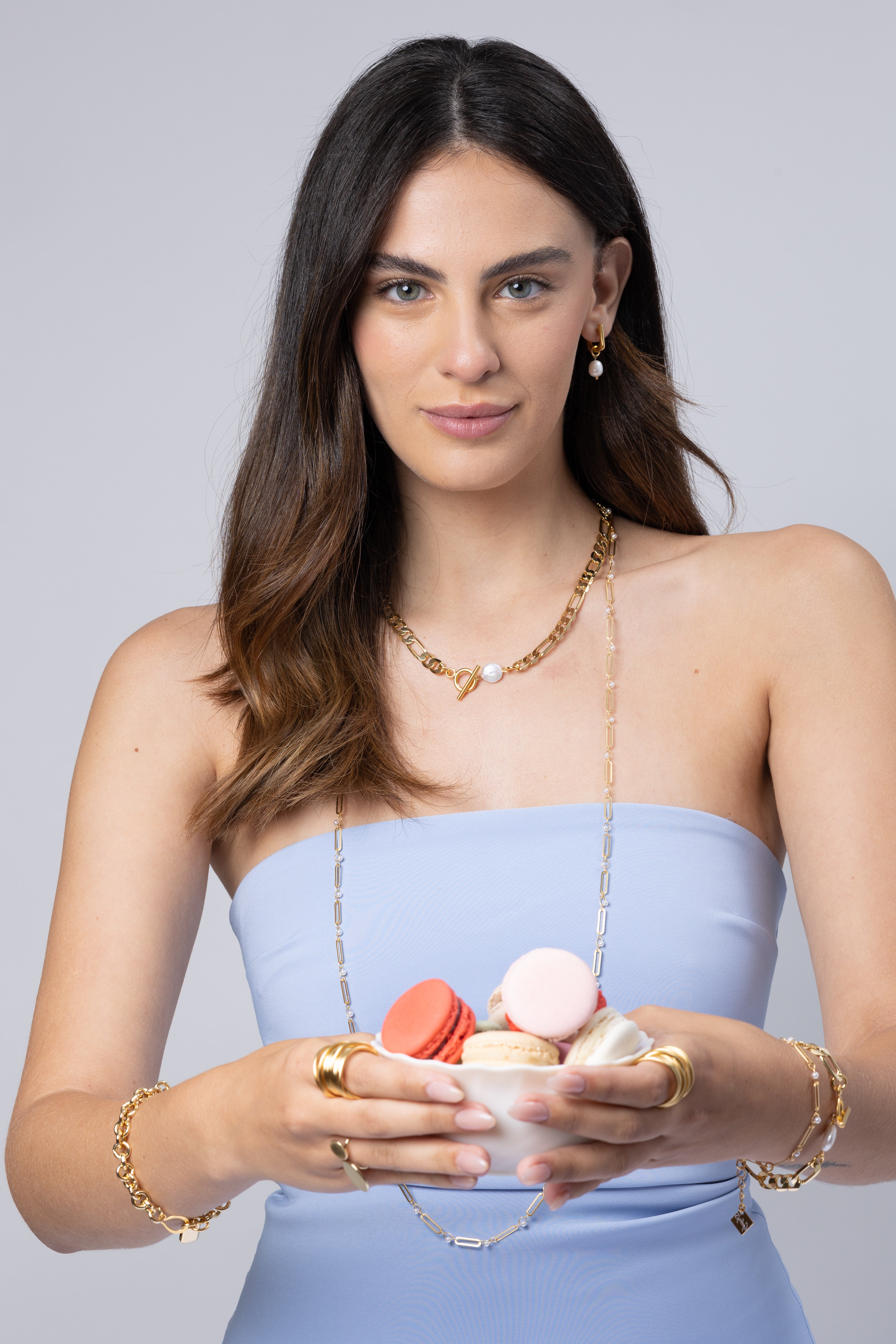 עגילי חישוק מרובעים פנינה אמיתית