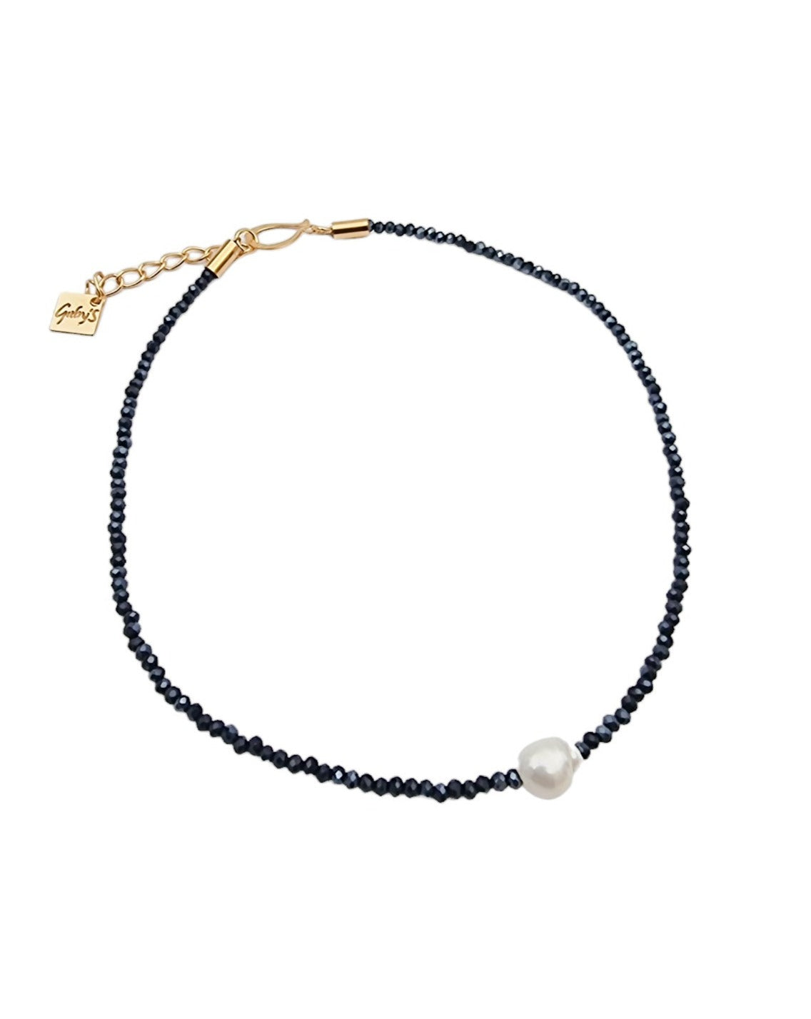 שרשרת קריסטלים שחורים אפרפרים ריצ'י