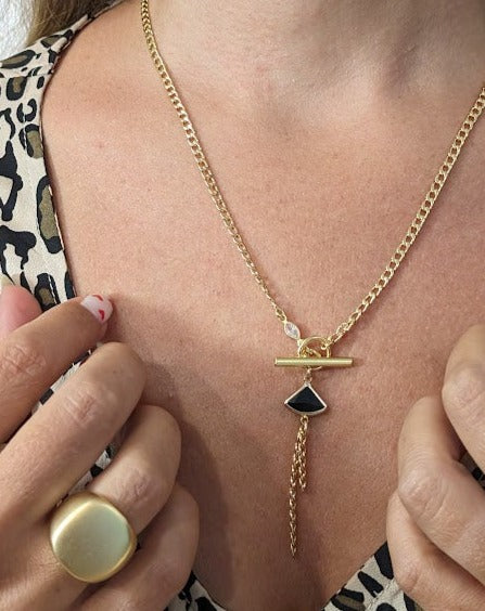 שרשרת גורמט משולש שחור עין זירקון