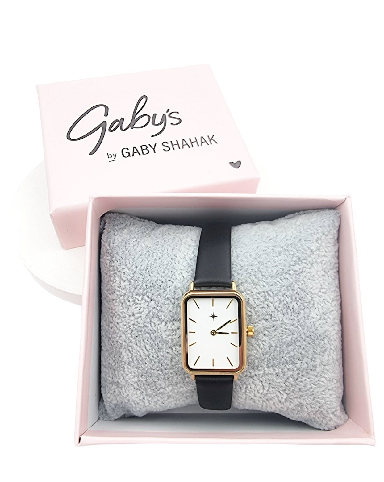 שעון מוזהב עור שחור