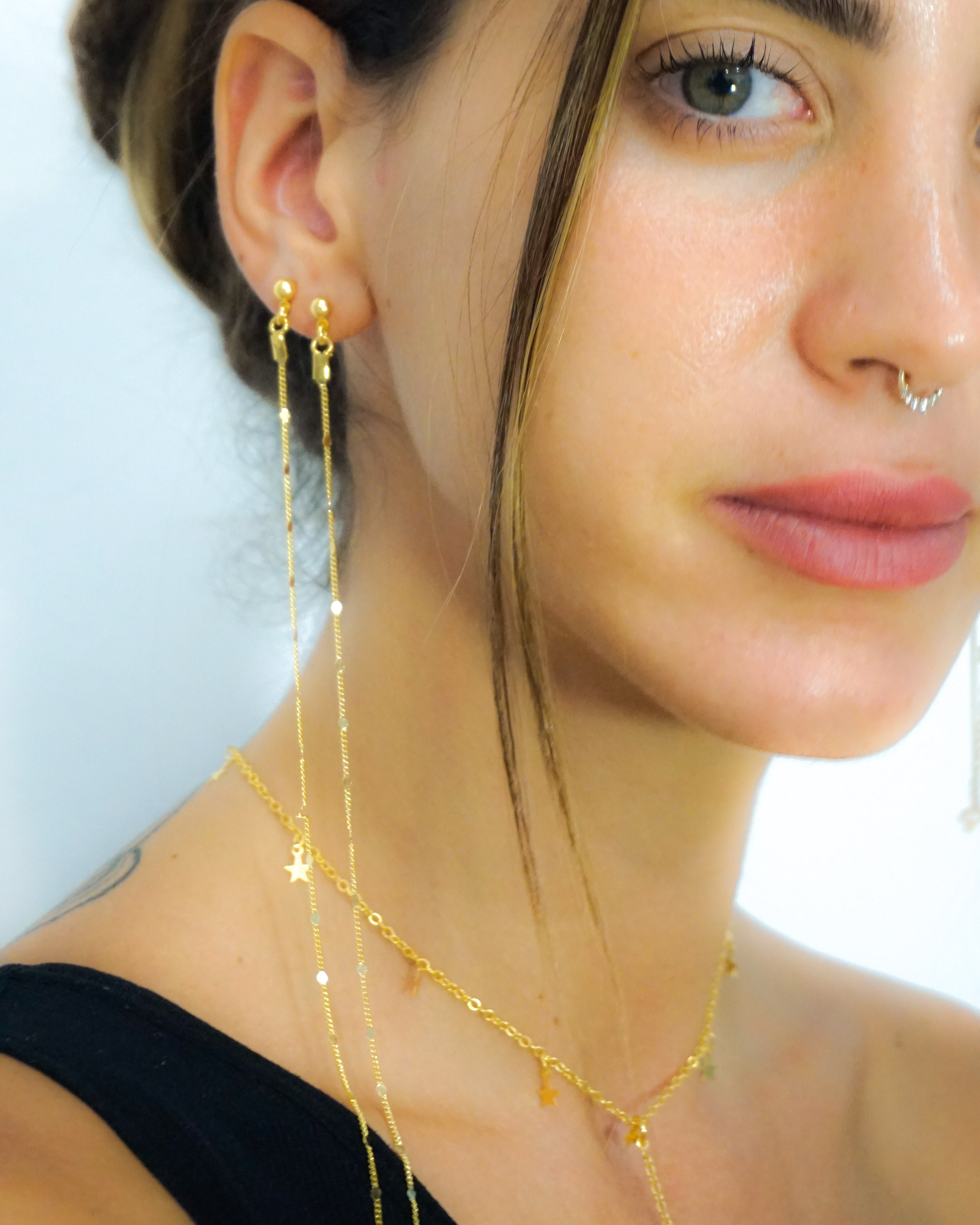 עגילי קוני מטבעות מיני ארוך