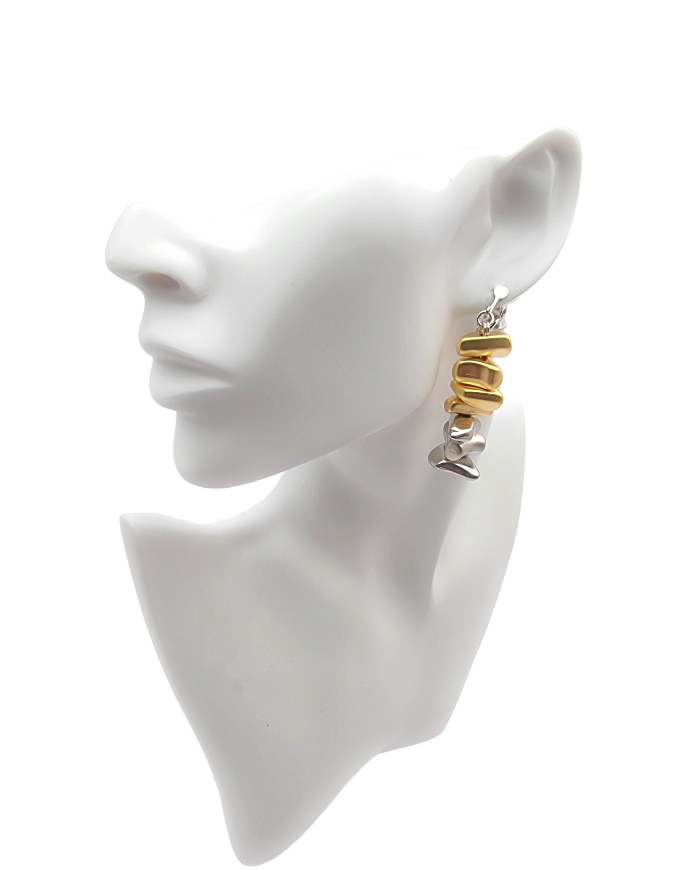 עגילי קליפס מיריל כסף וזהב