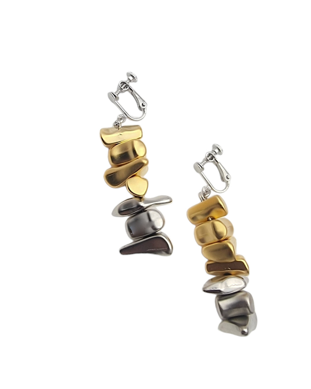 עגילי קליפס מיריל כסף וזהב