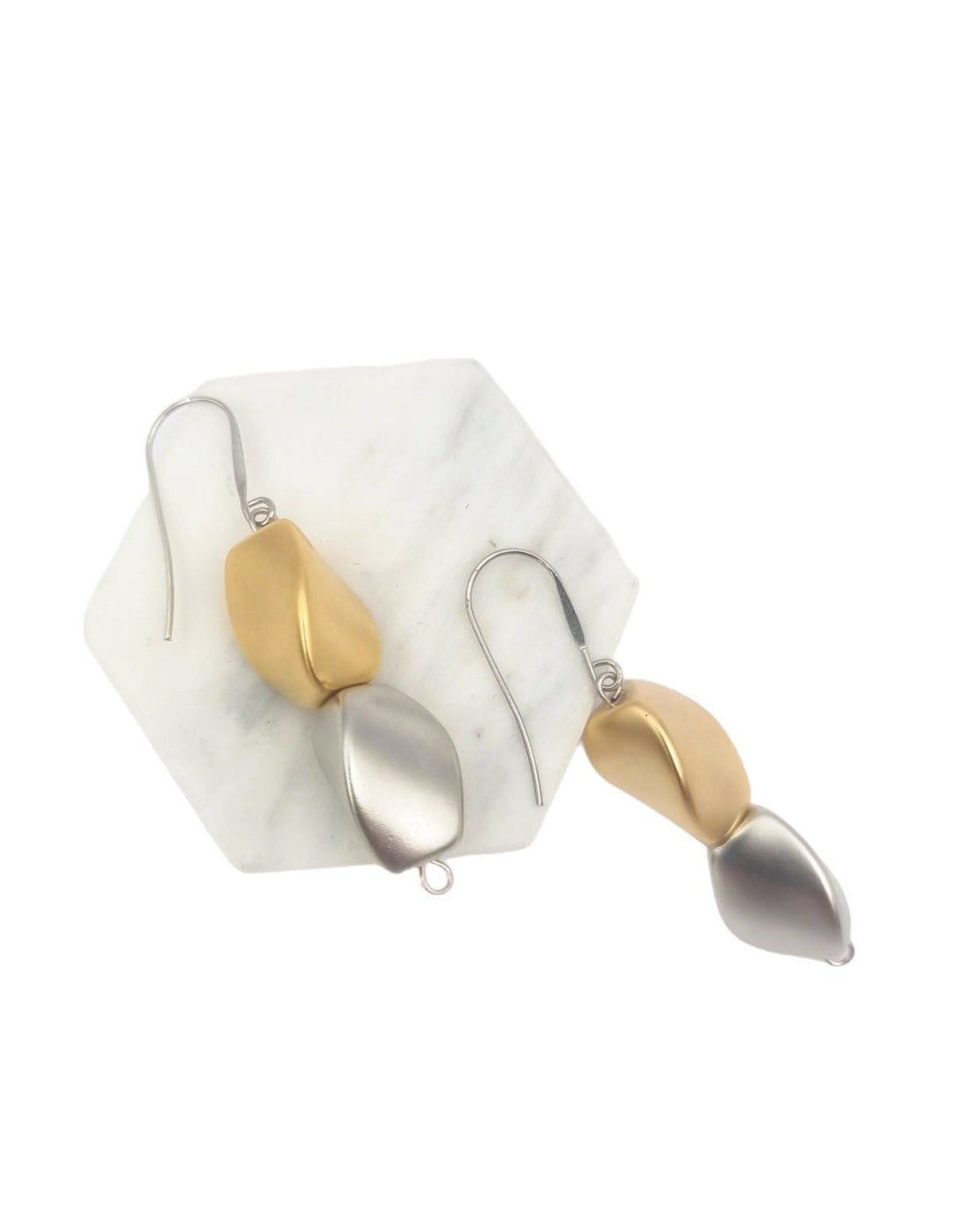 עגילי גל כסף זהב