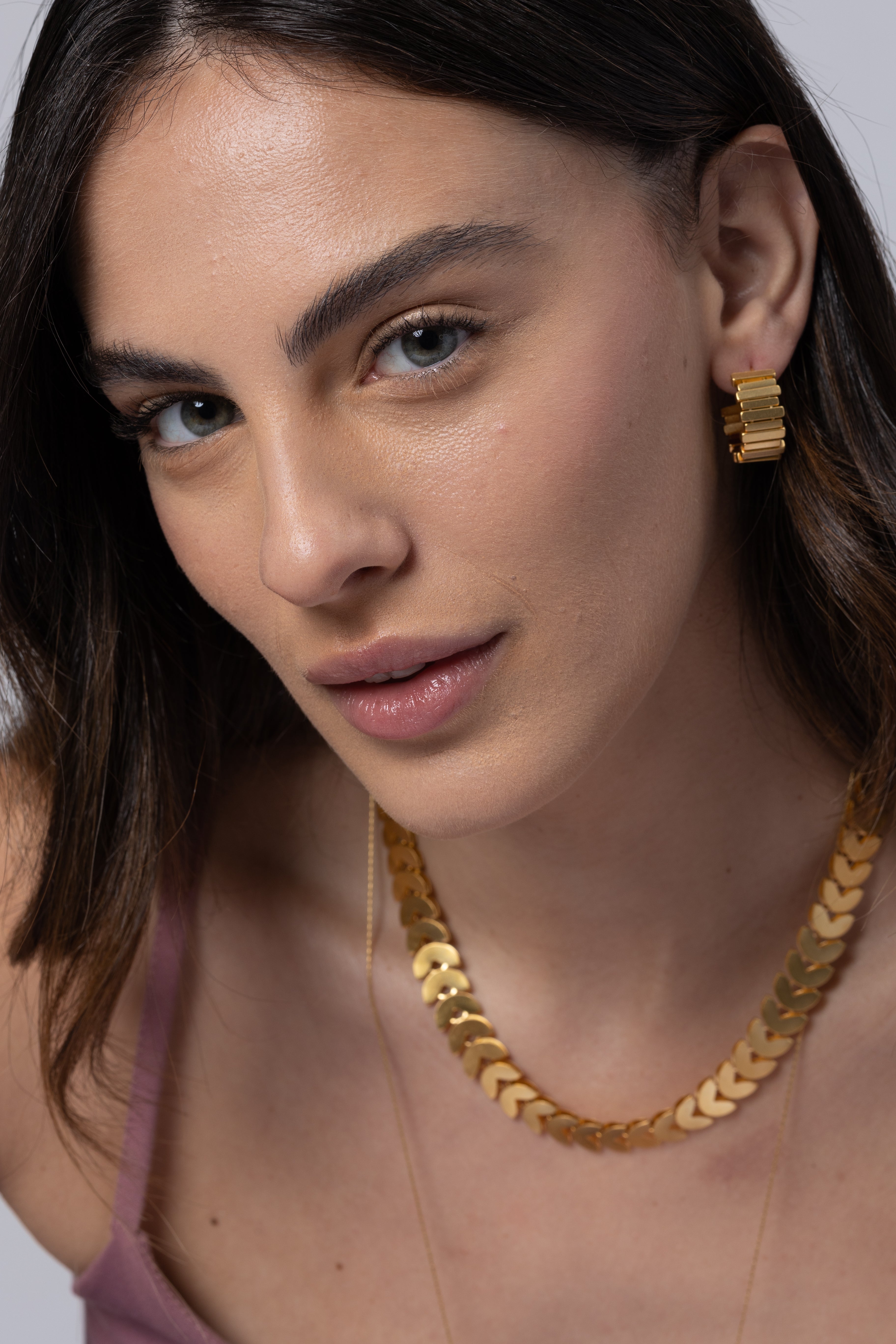 עגילי חישוק פסים צמודים