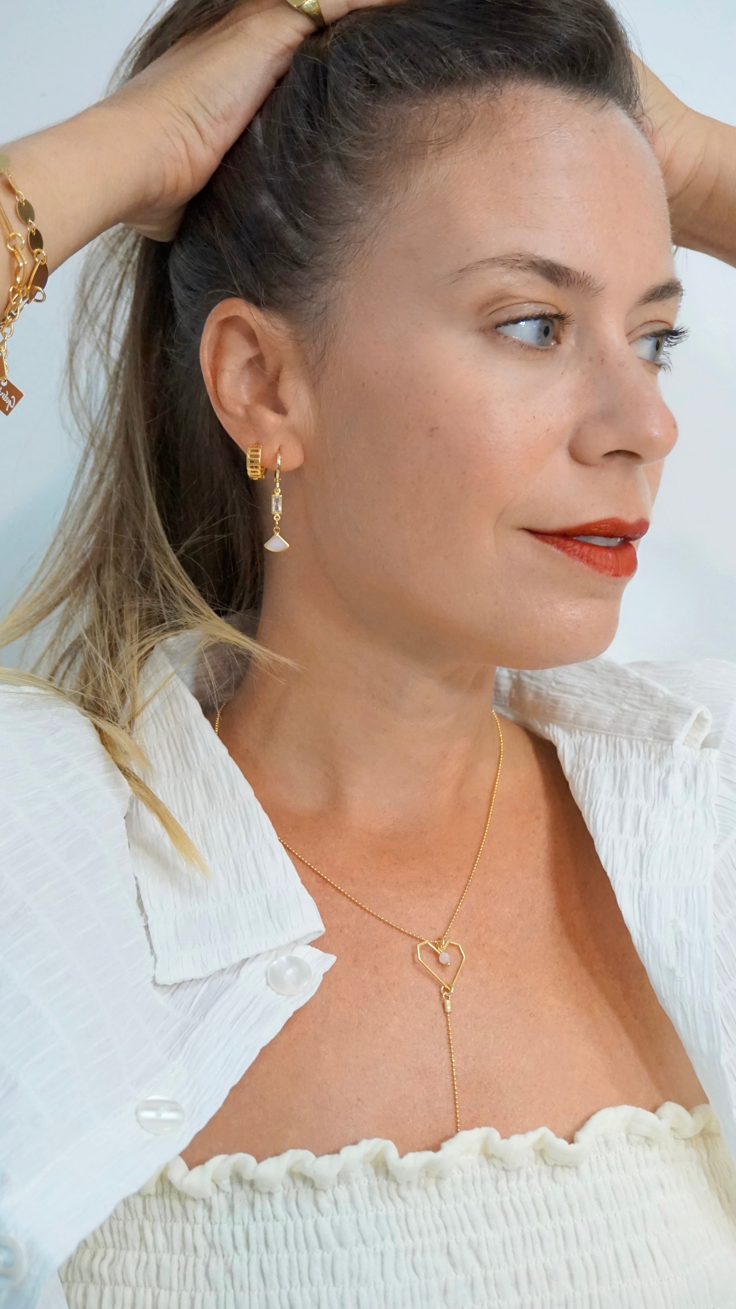 עגילי חישוק מניפה זירקון