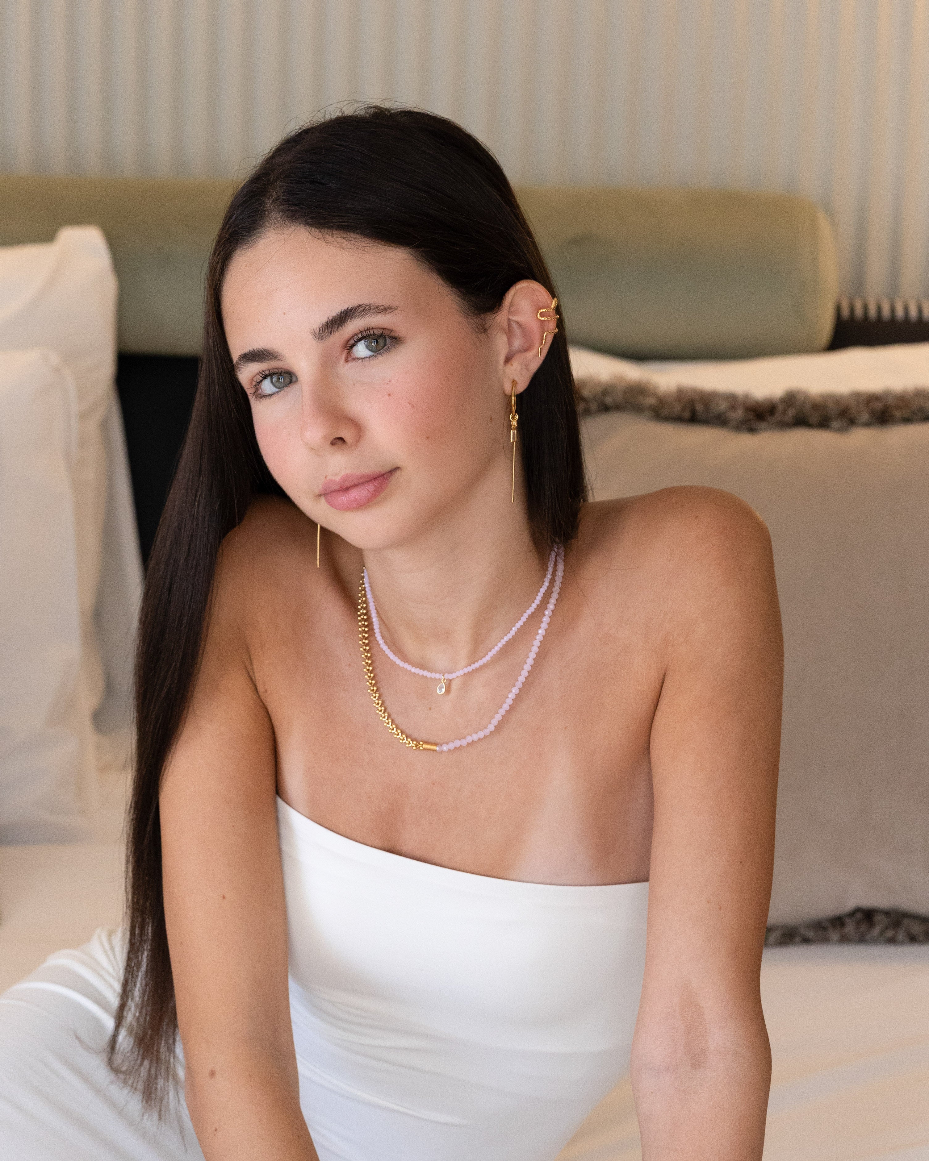 שרשרת קריסטלים טיפה זירקון ממוסגר אמה