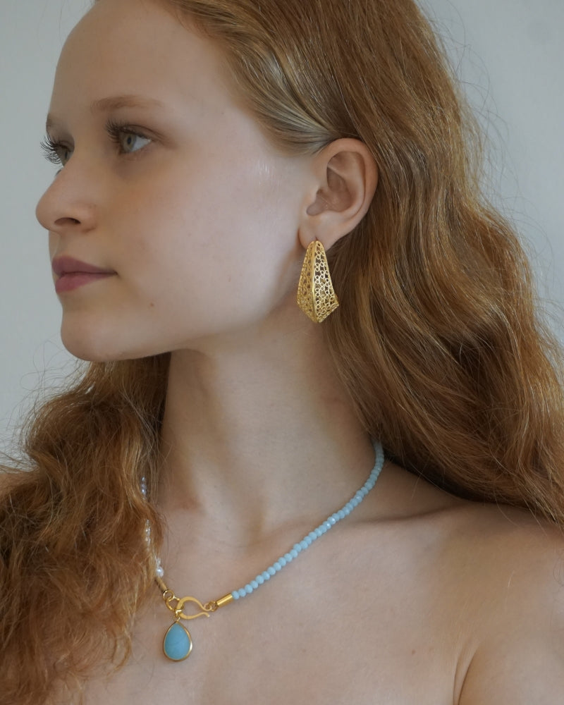 עגילי חישוק תחרה צמודים