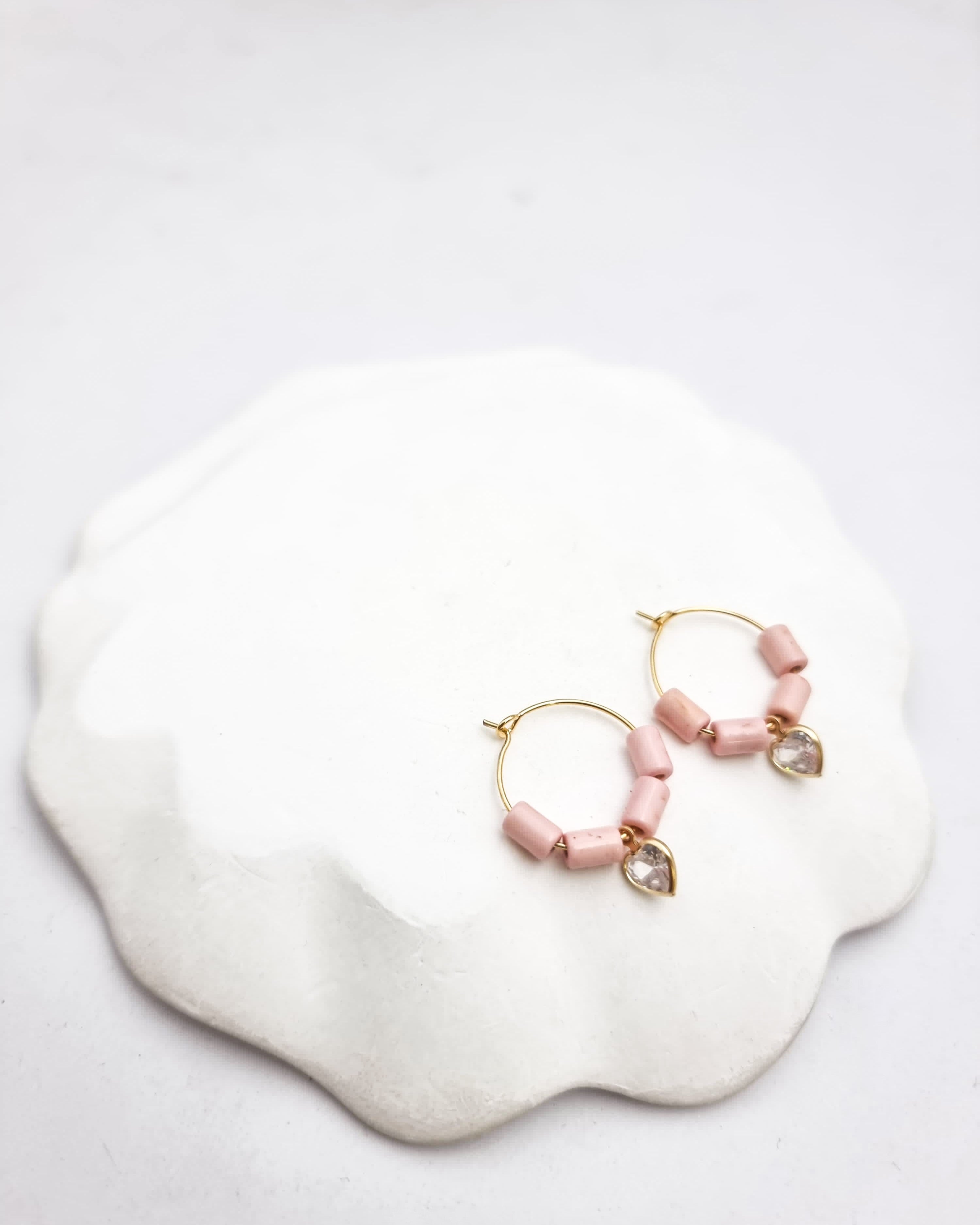 עגילי מור לב פינק