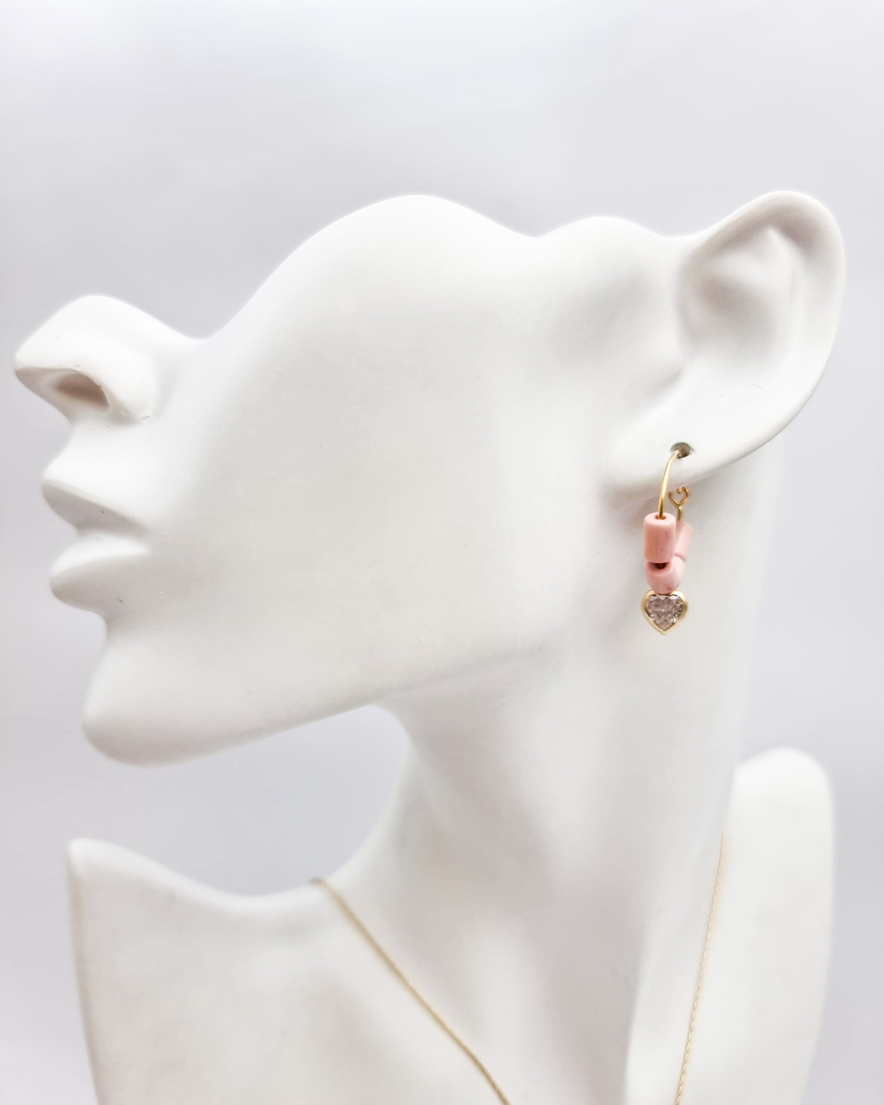 עגילי מור לב פינק