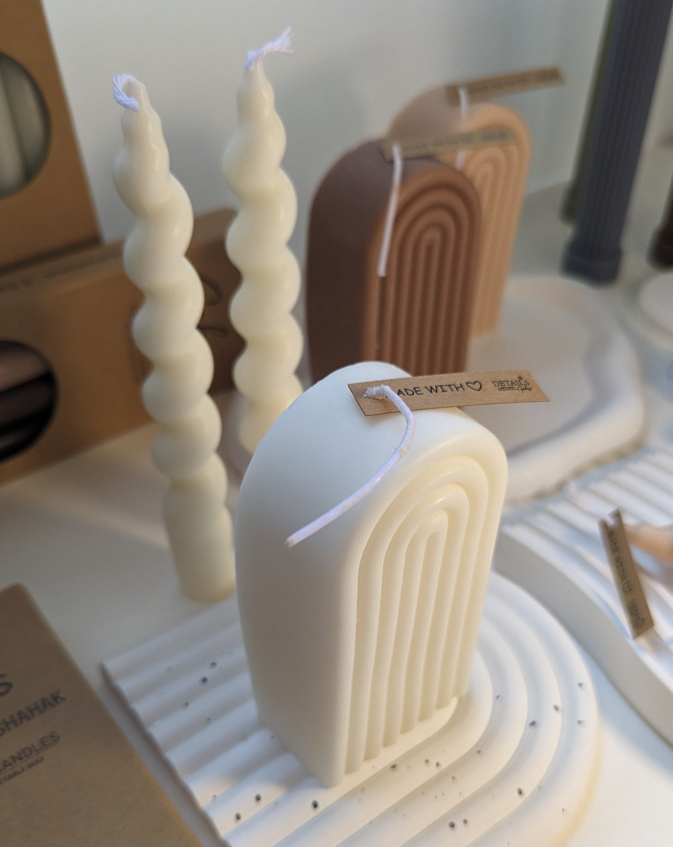 סט שלושה נרות קשת בשלושה גוונים