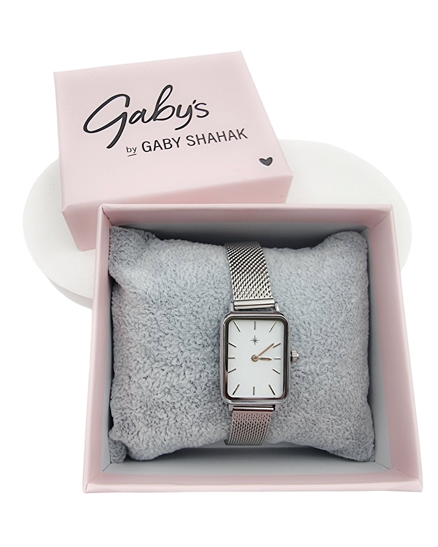 שעון מוכסף רצועת מש פטנט כסופה