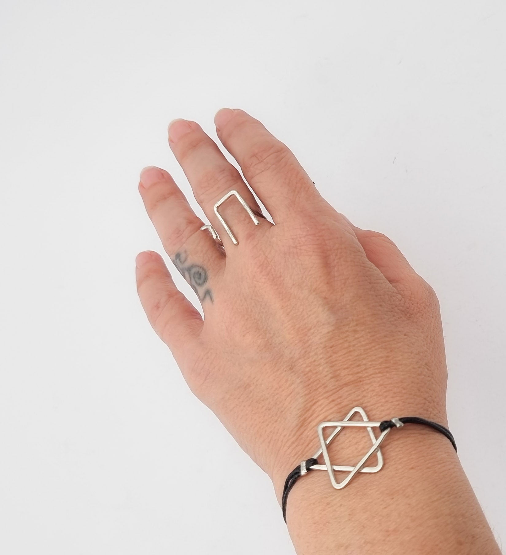 צמיד מגן דוד כותנה עבודת יד