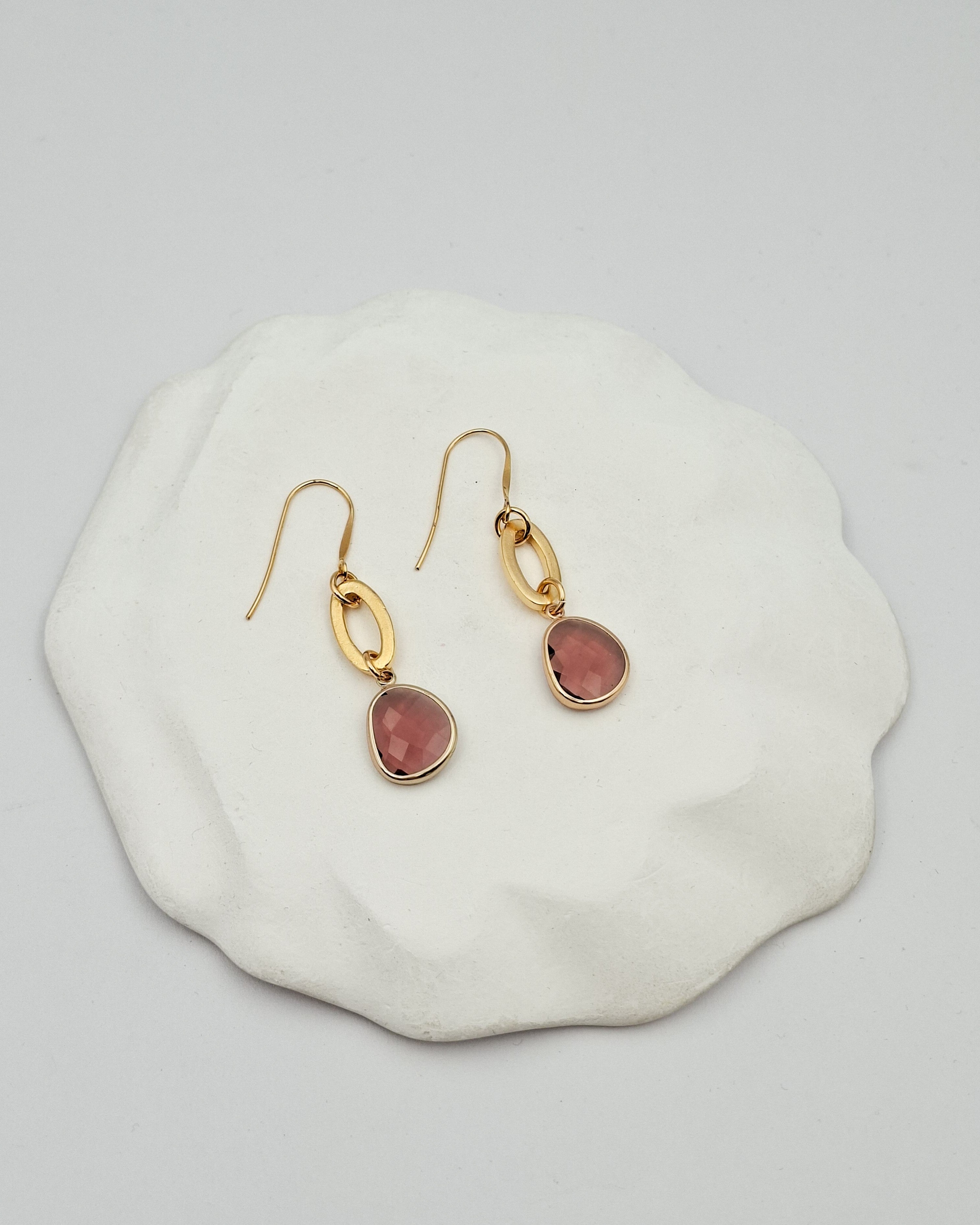 עגילי אובל וקריסטל