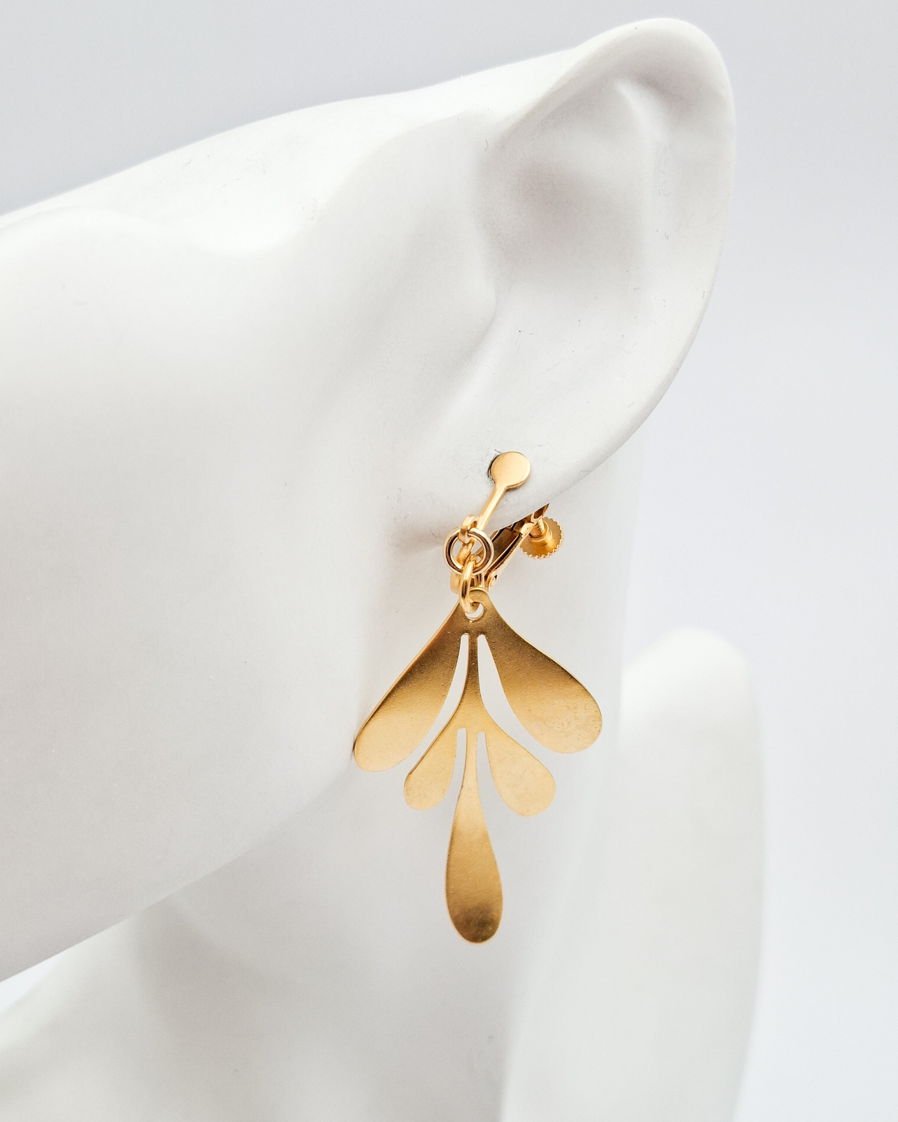 עגילי קליפס עלים דואט