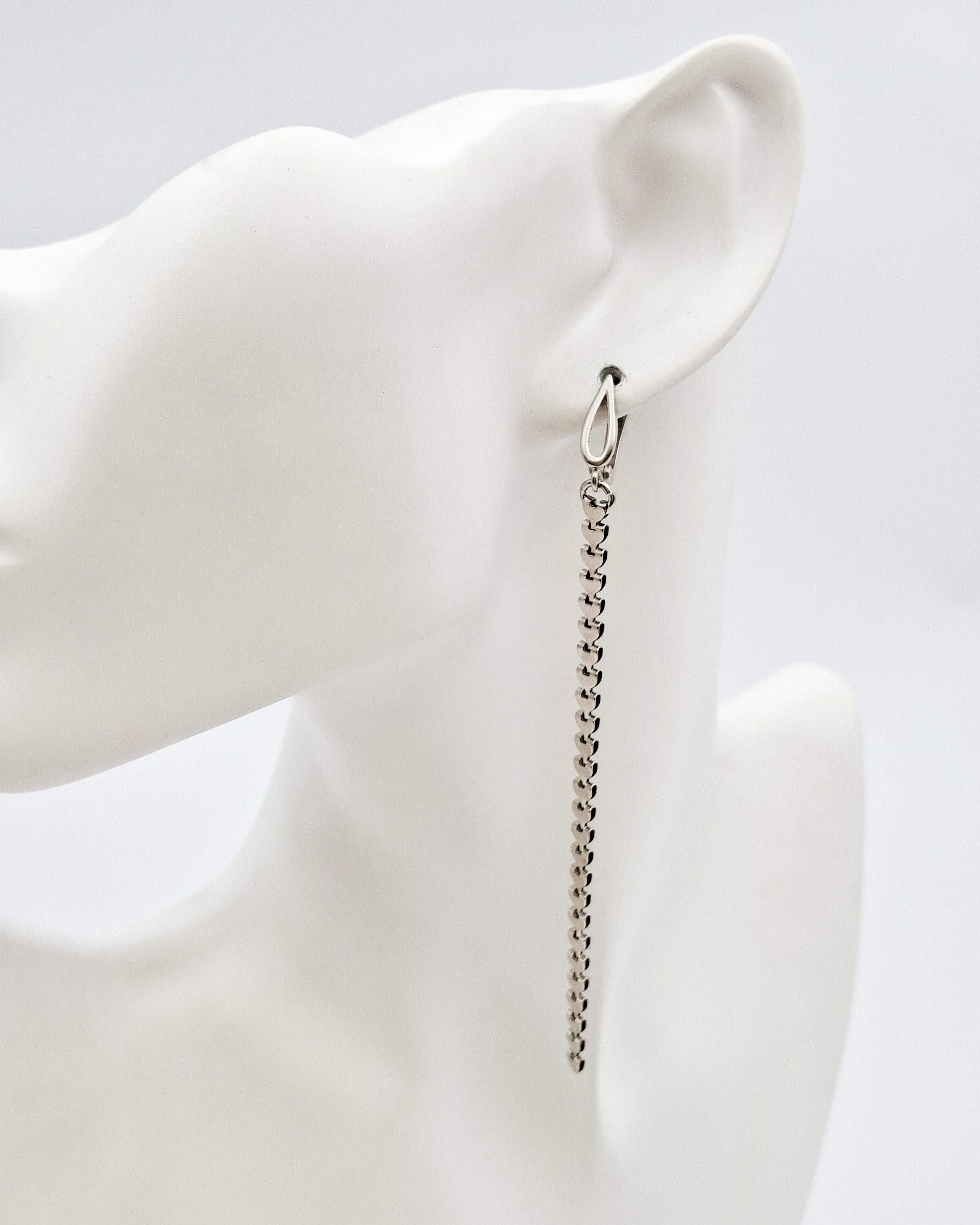 עגילים ארוכים טיפת לבבות כסף