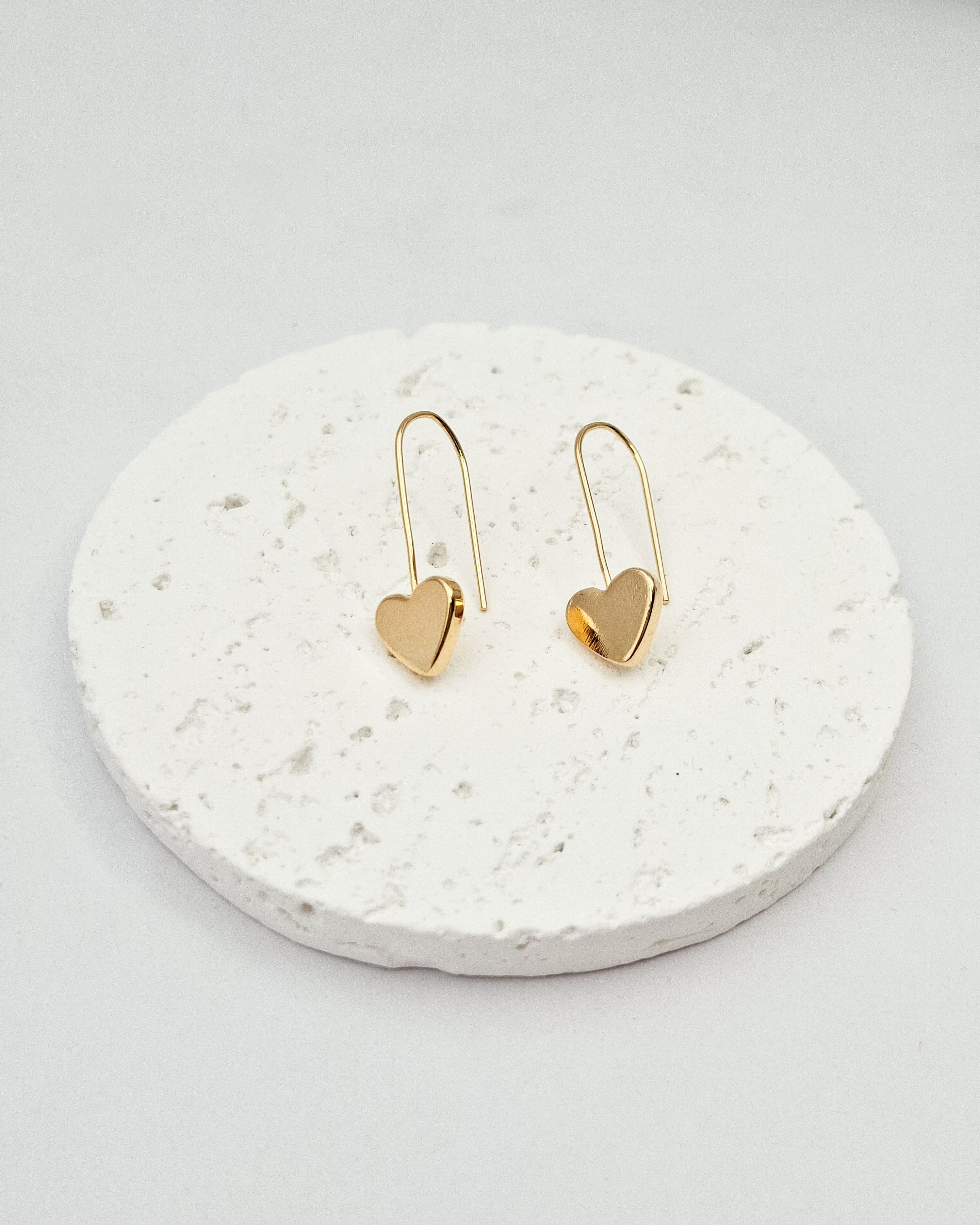 עגילי לב תלויים  זהב