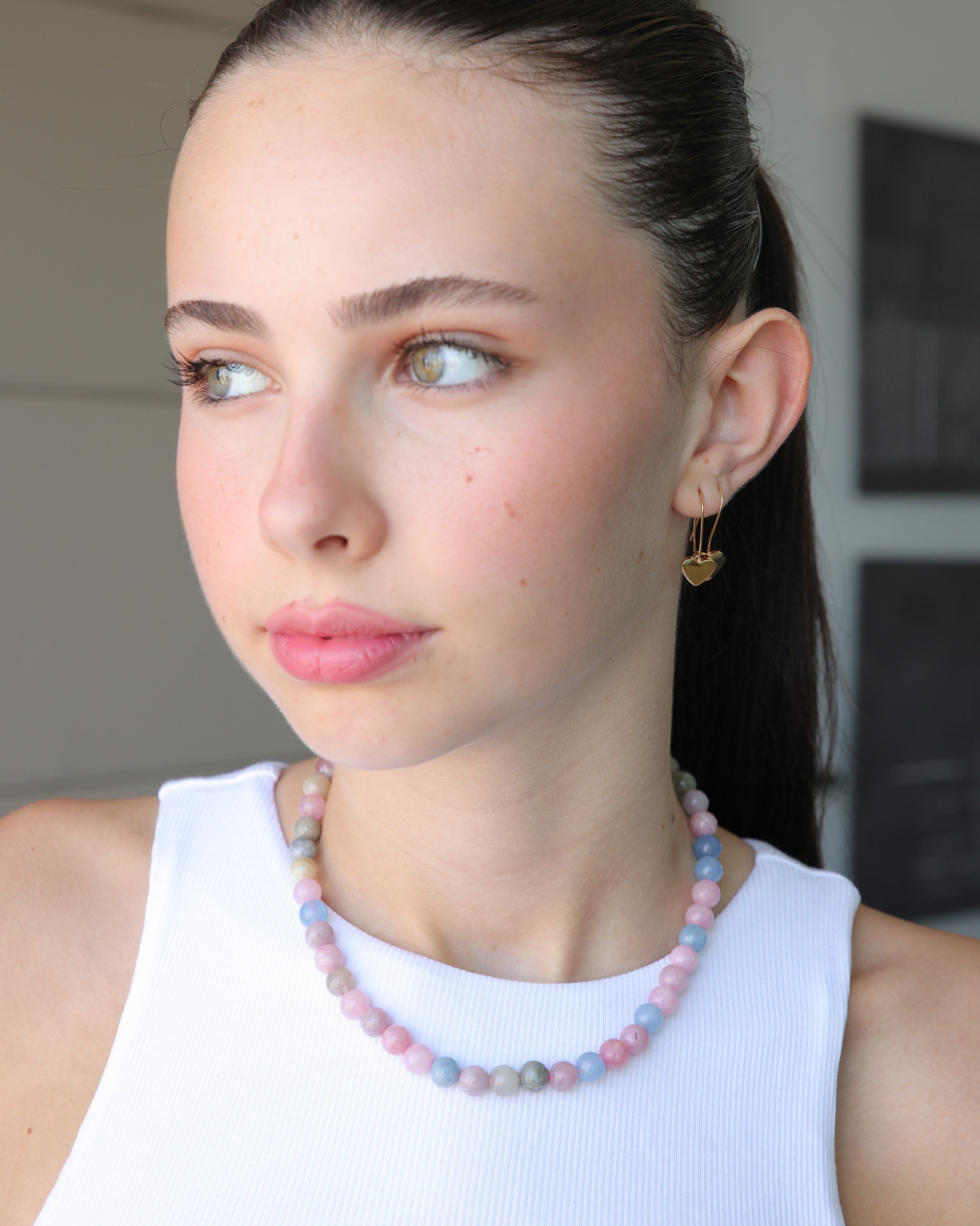 עגילי לב תלויים  זהב