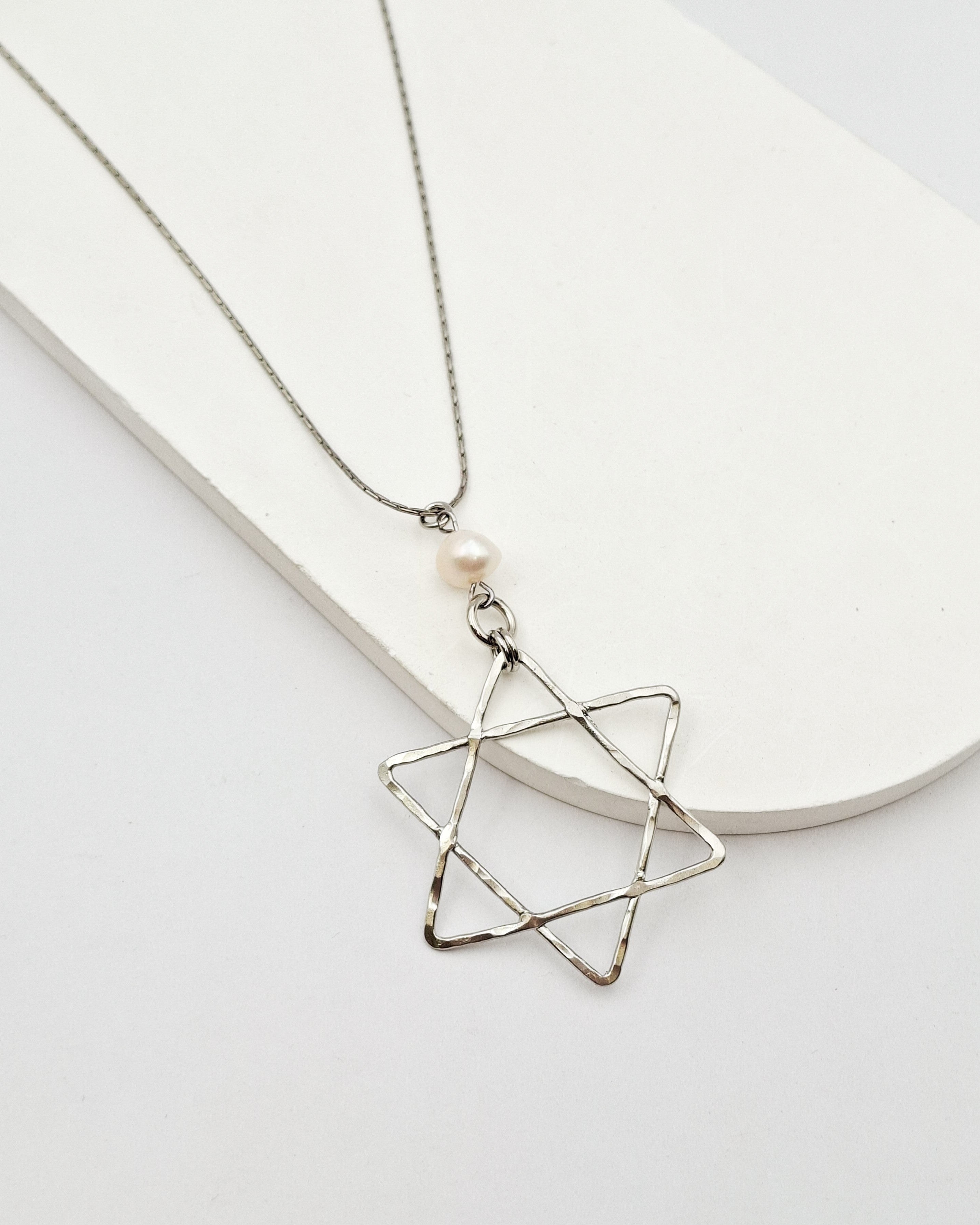 שרשרת מגן דוד עבודת יד כסף