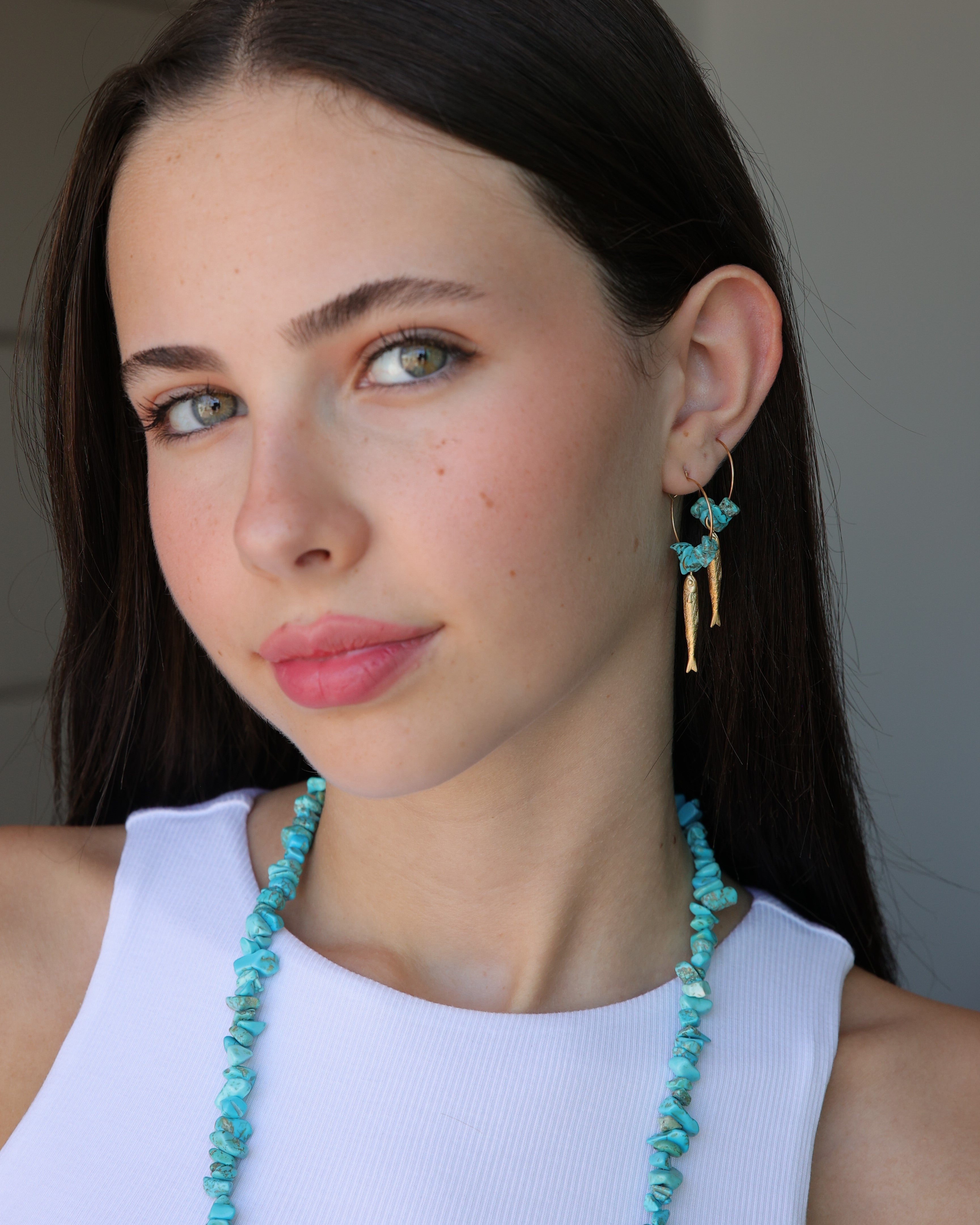 עגילי חישוק טורקיז קלימרה