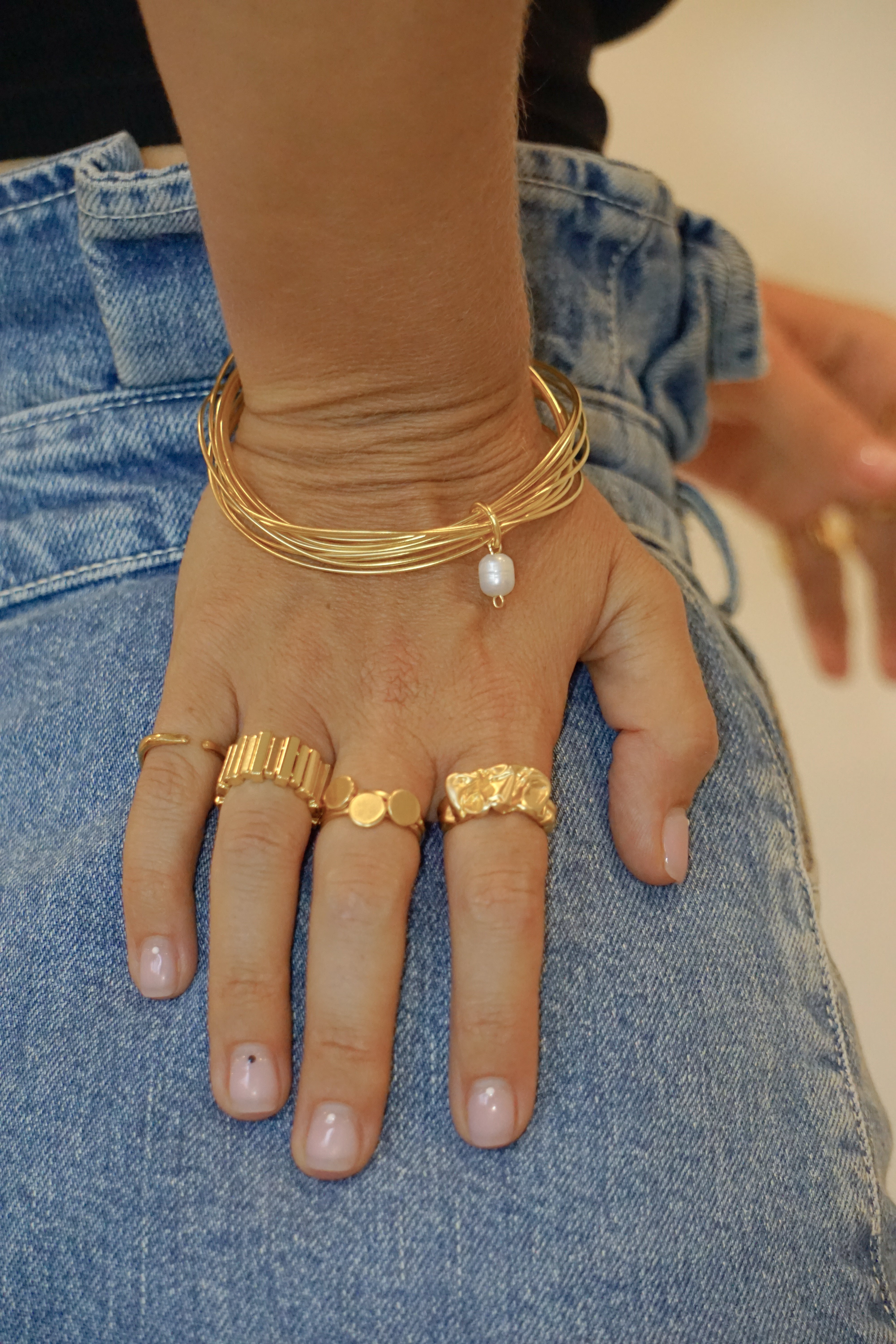 טבעת זרת פסים