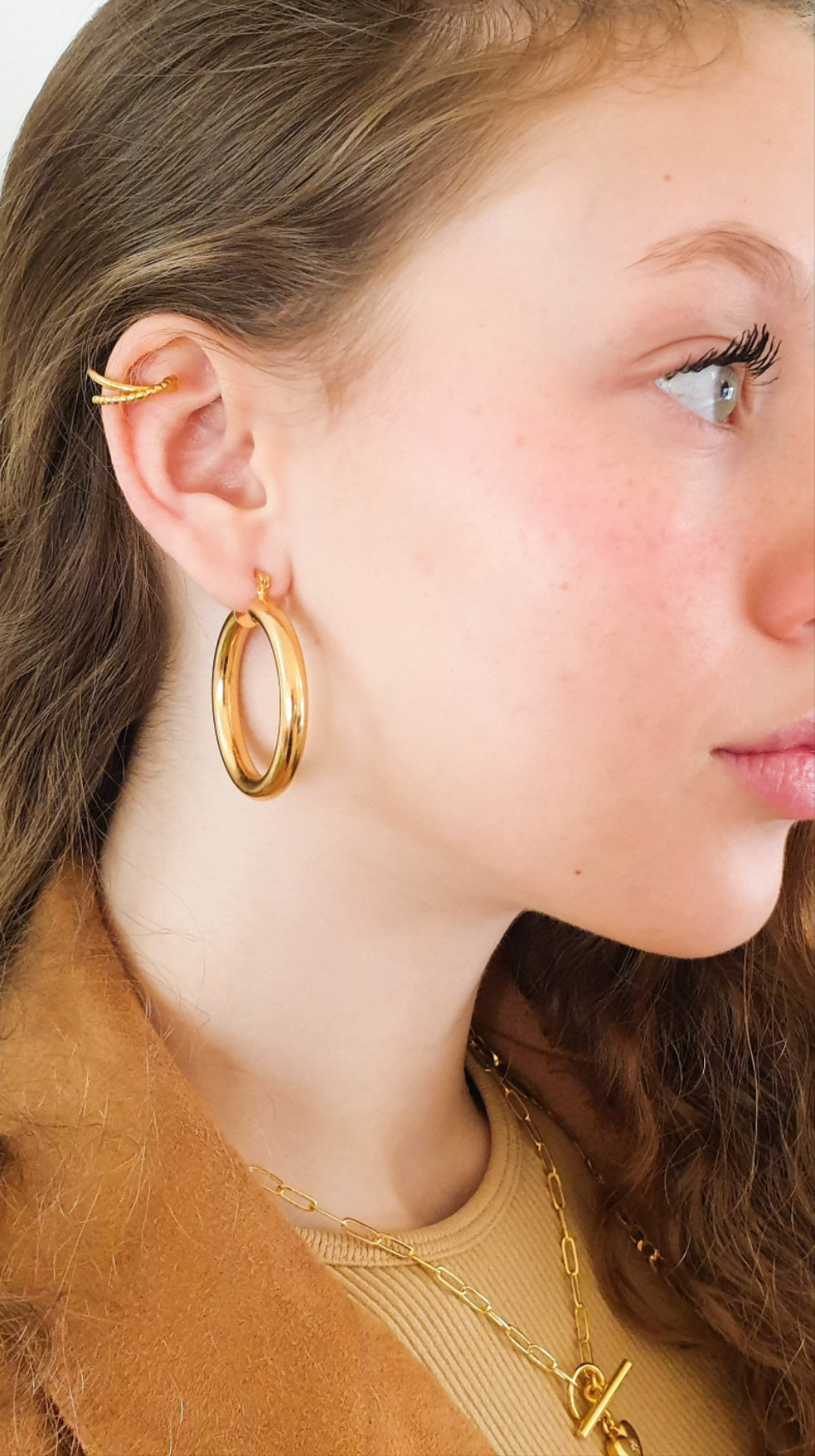 עגילי חישוק נפח קליק גדולים כסף