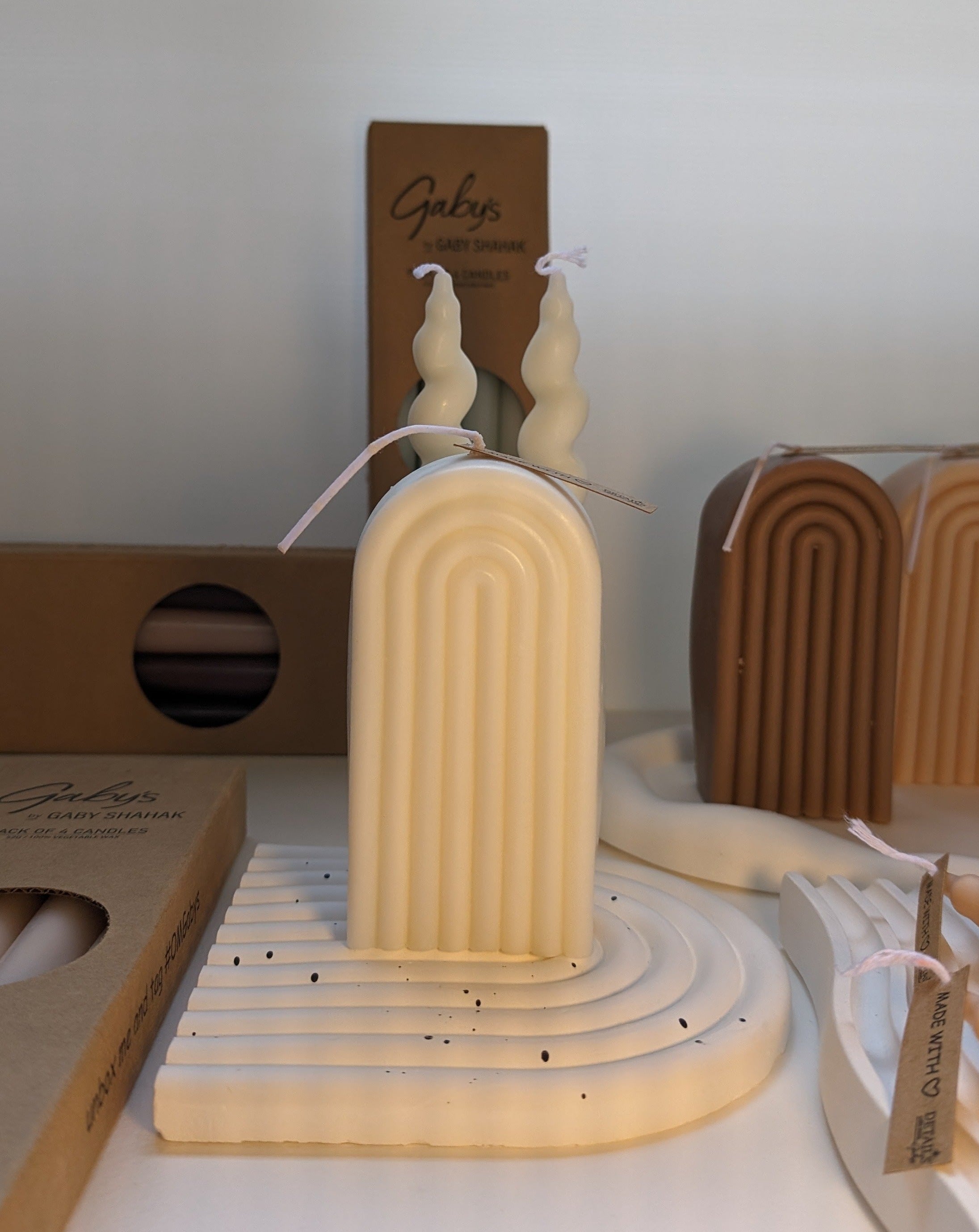 סט שלושה נרות קשת בשלושה גוונים