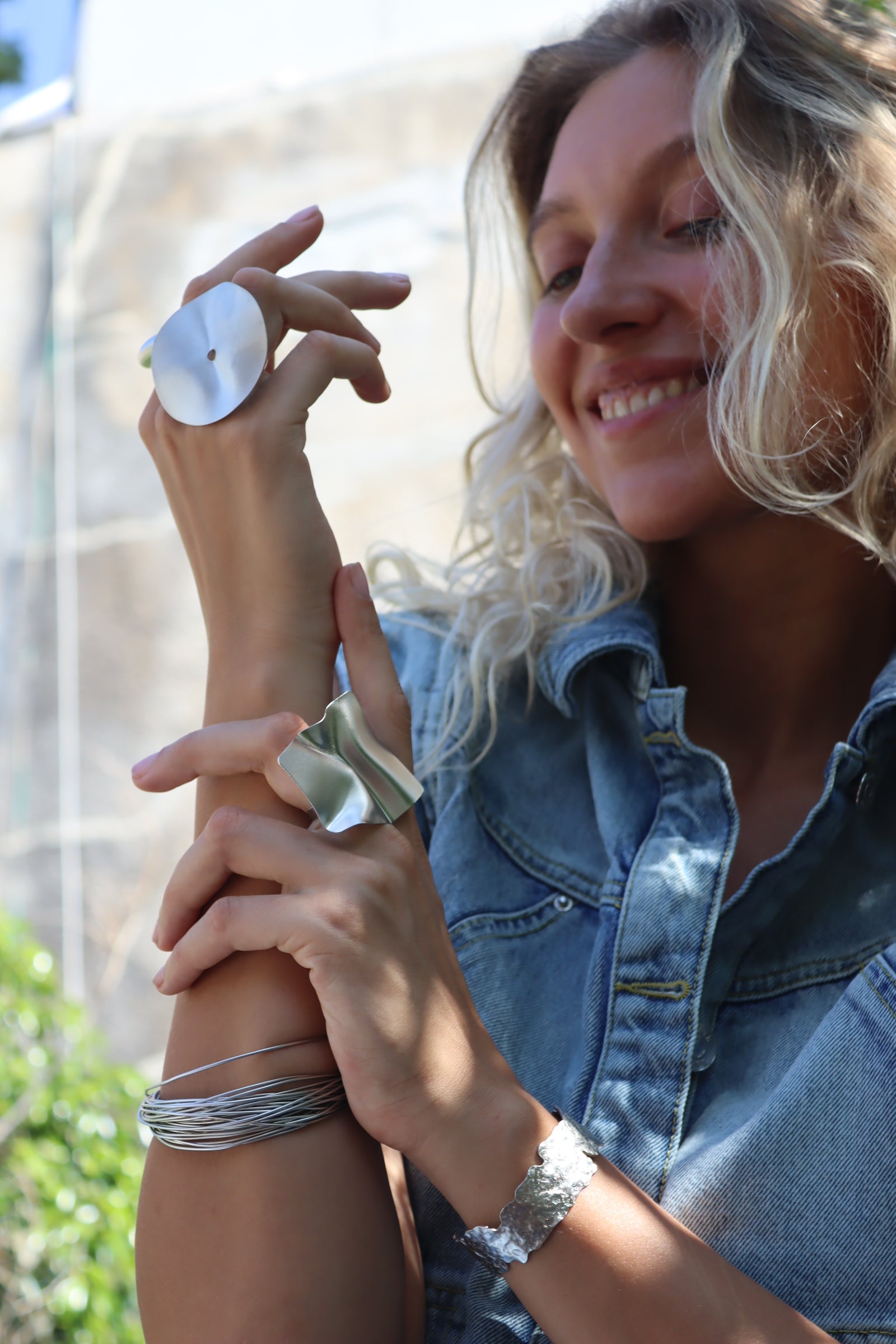 טבעת תקליט ענק עבודת יד