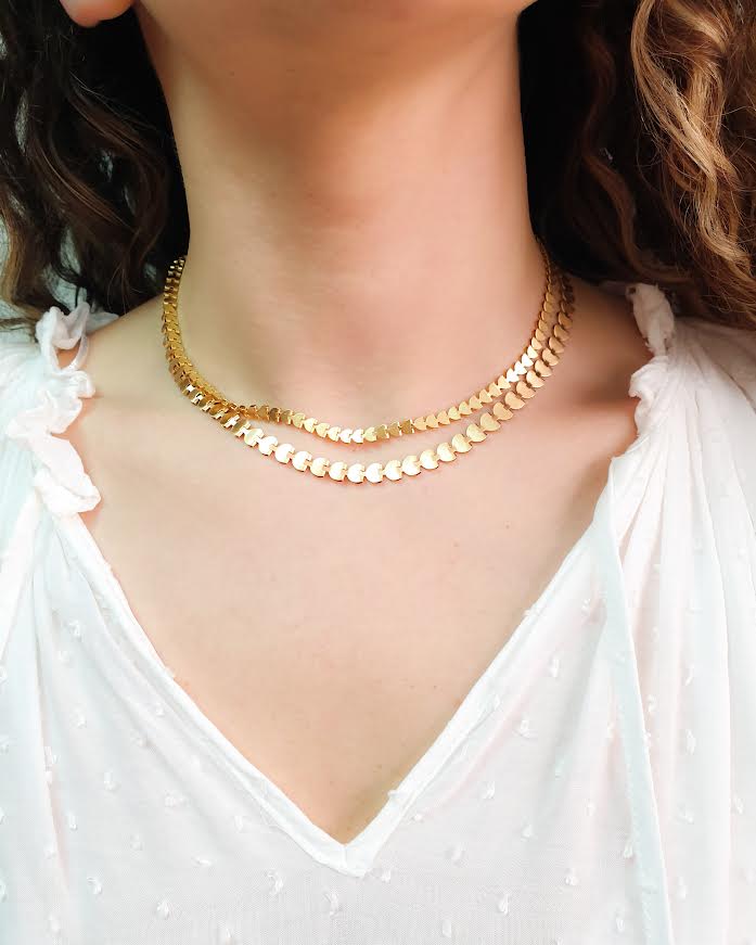 שרשרת לבבות גדולים קצרה