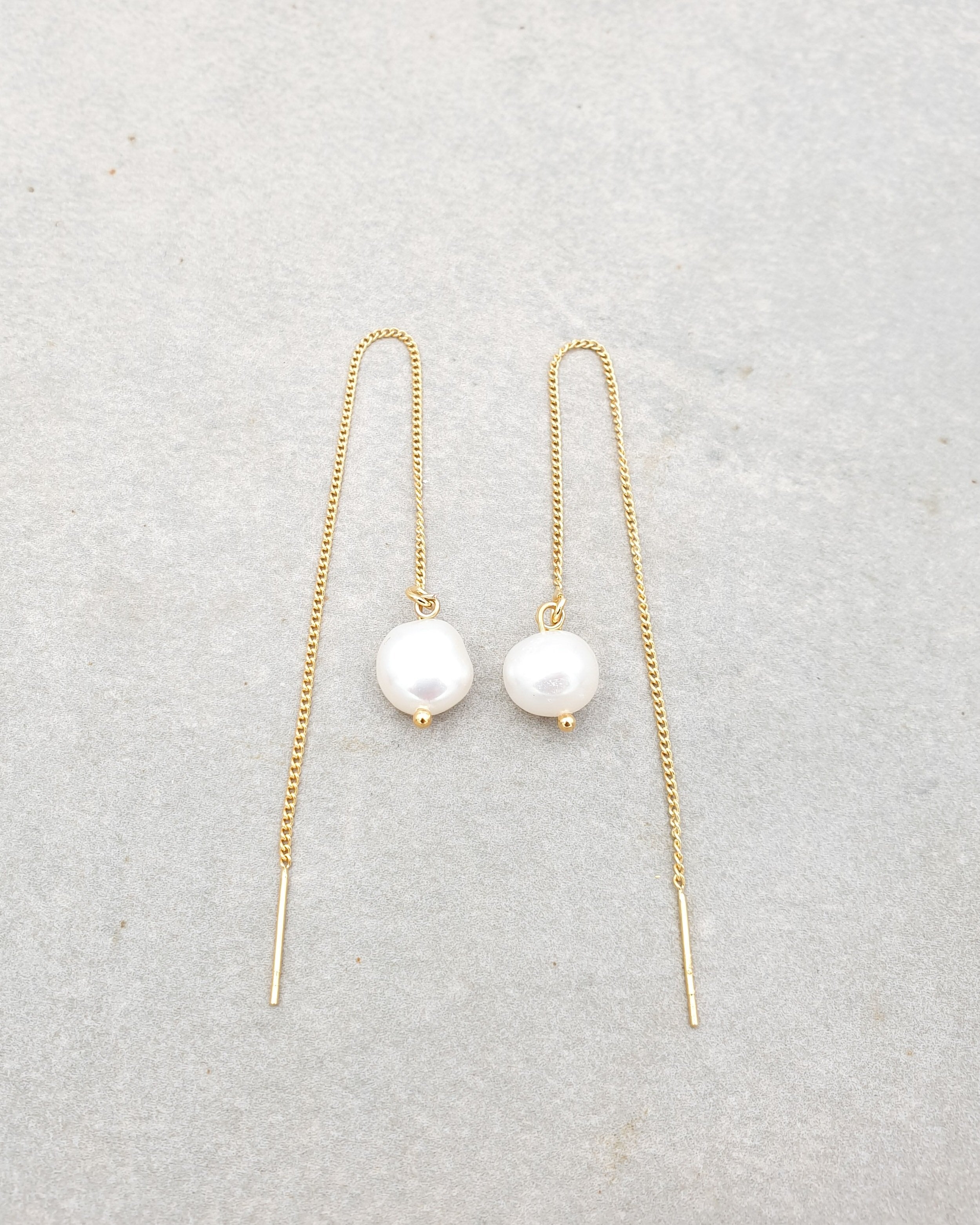 עגילי שרוך פנינה אמיתית