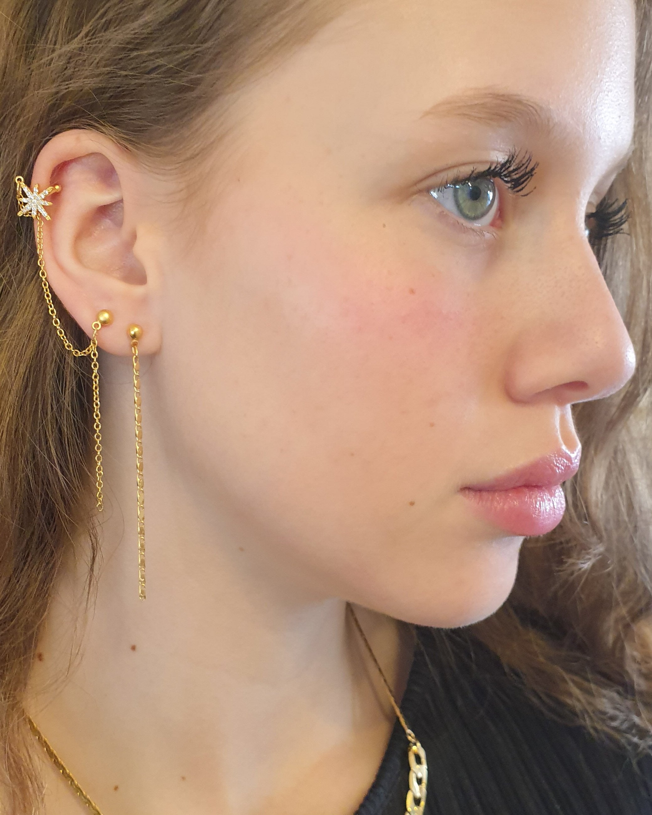 עגילי הליקס זירקונים טריו