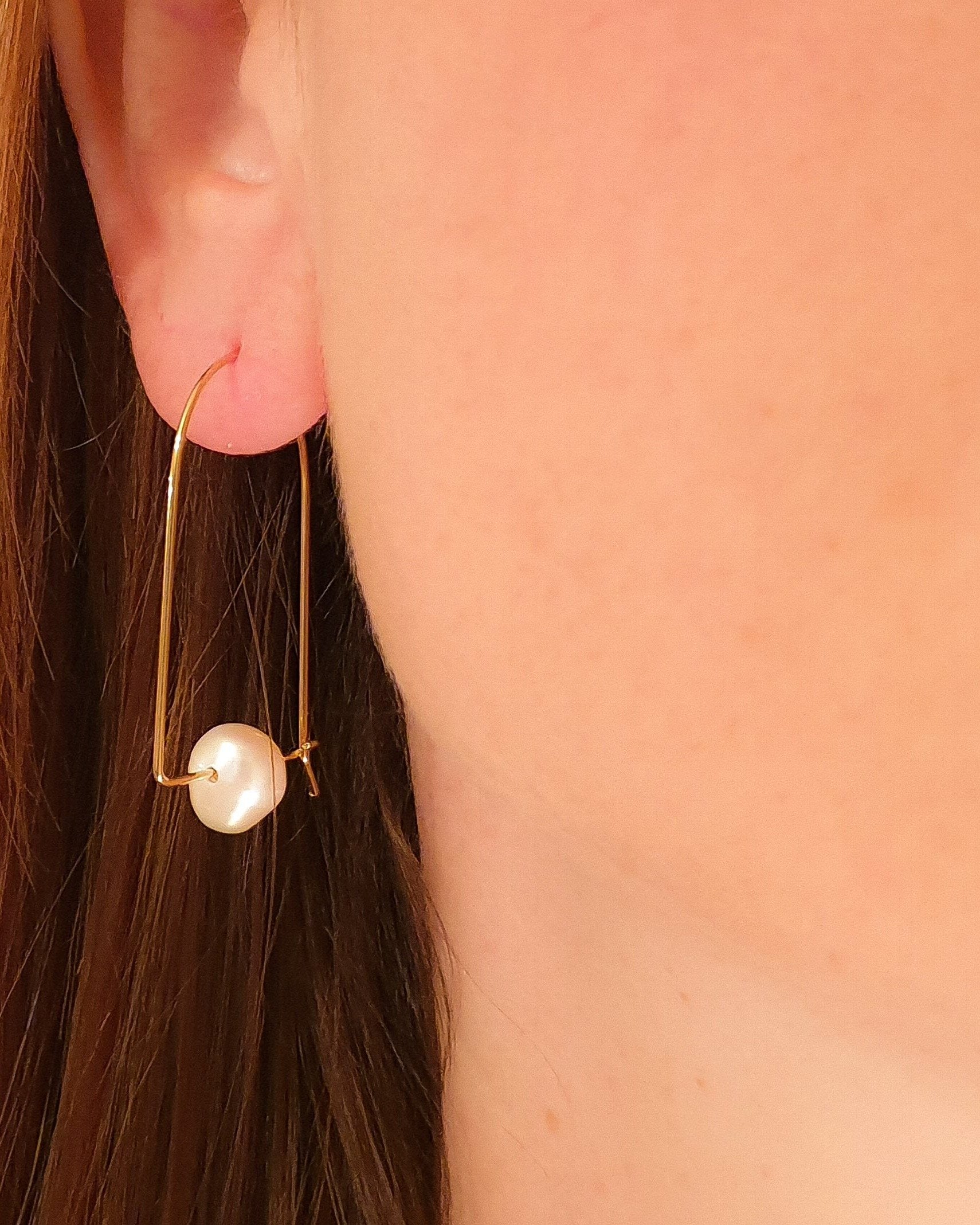 עגילי סהר פנינה