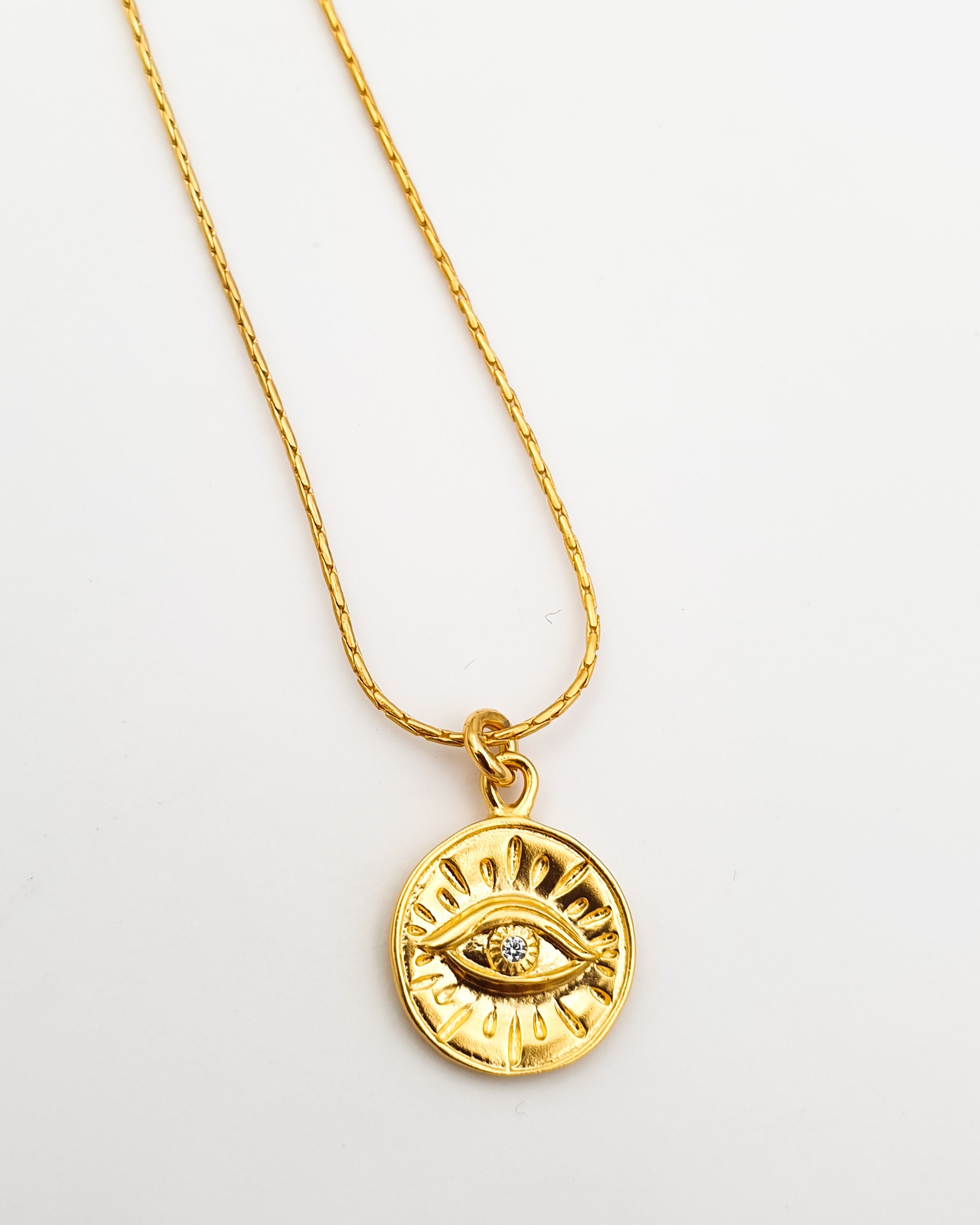 שרשרת עין משובצת זירקון ארוכה