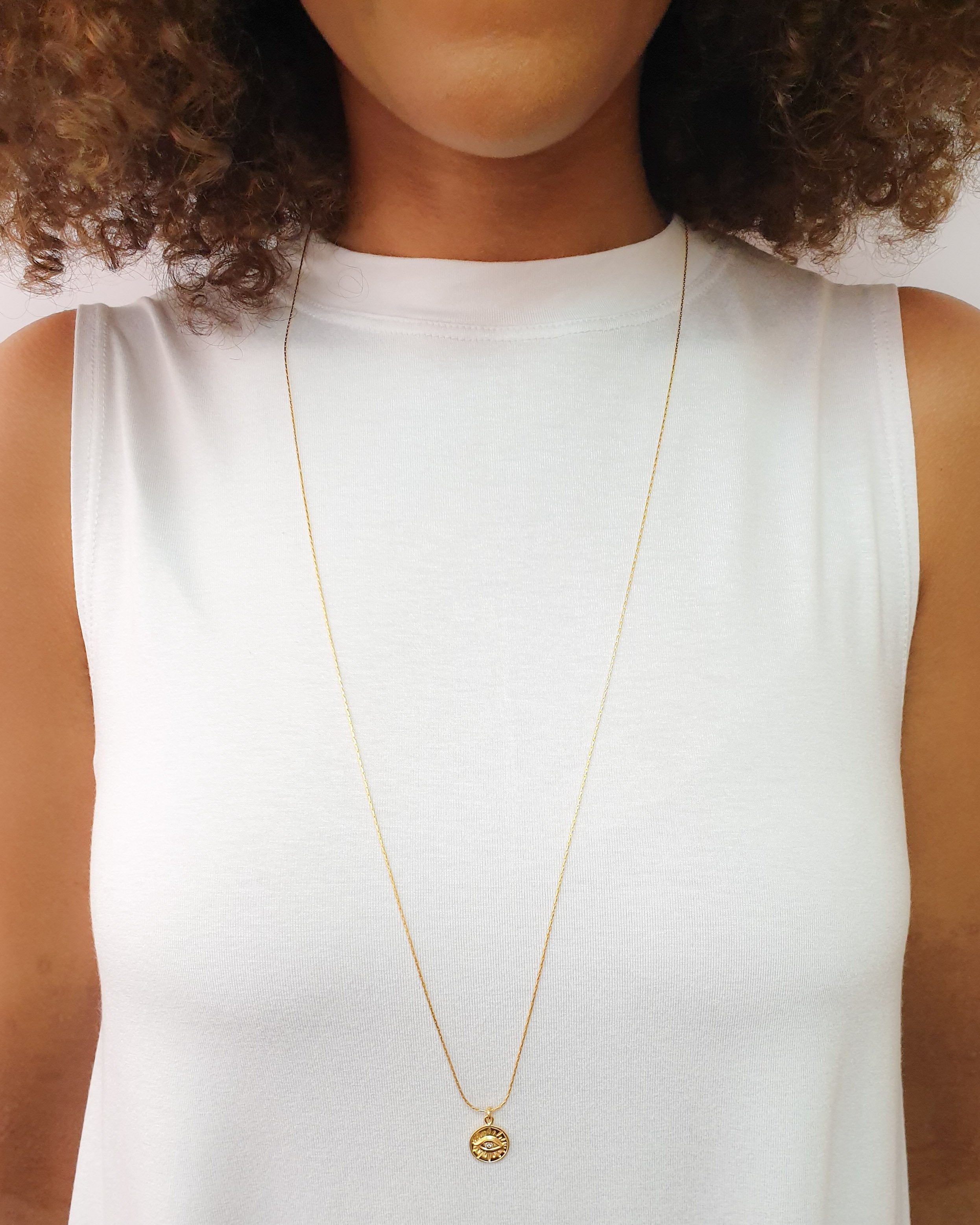 שרשרת עין משובצת זירקון ארוכה