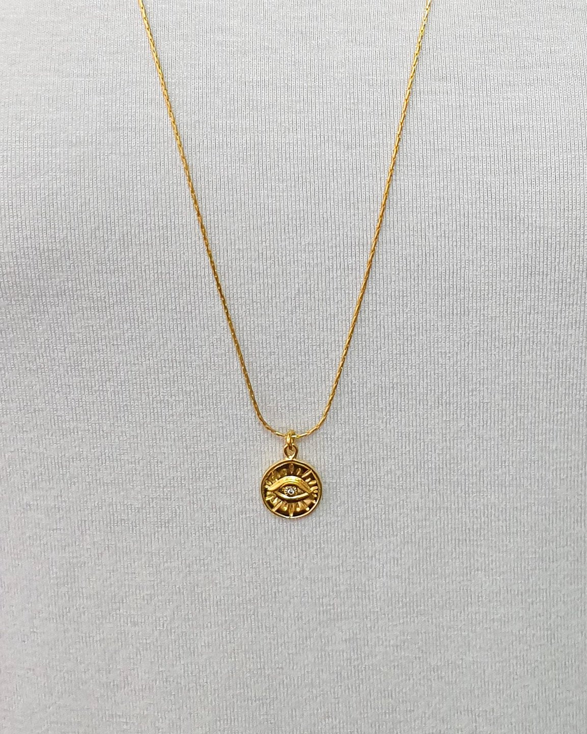 שרשרת עין משובצת זירקון ארוכה