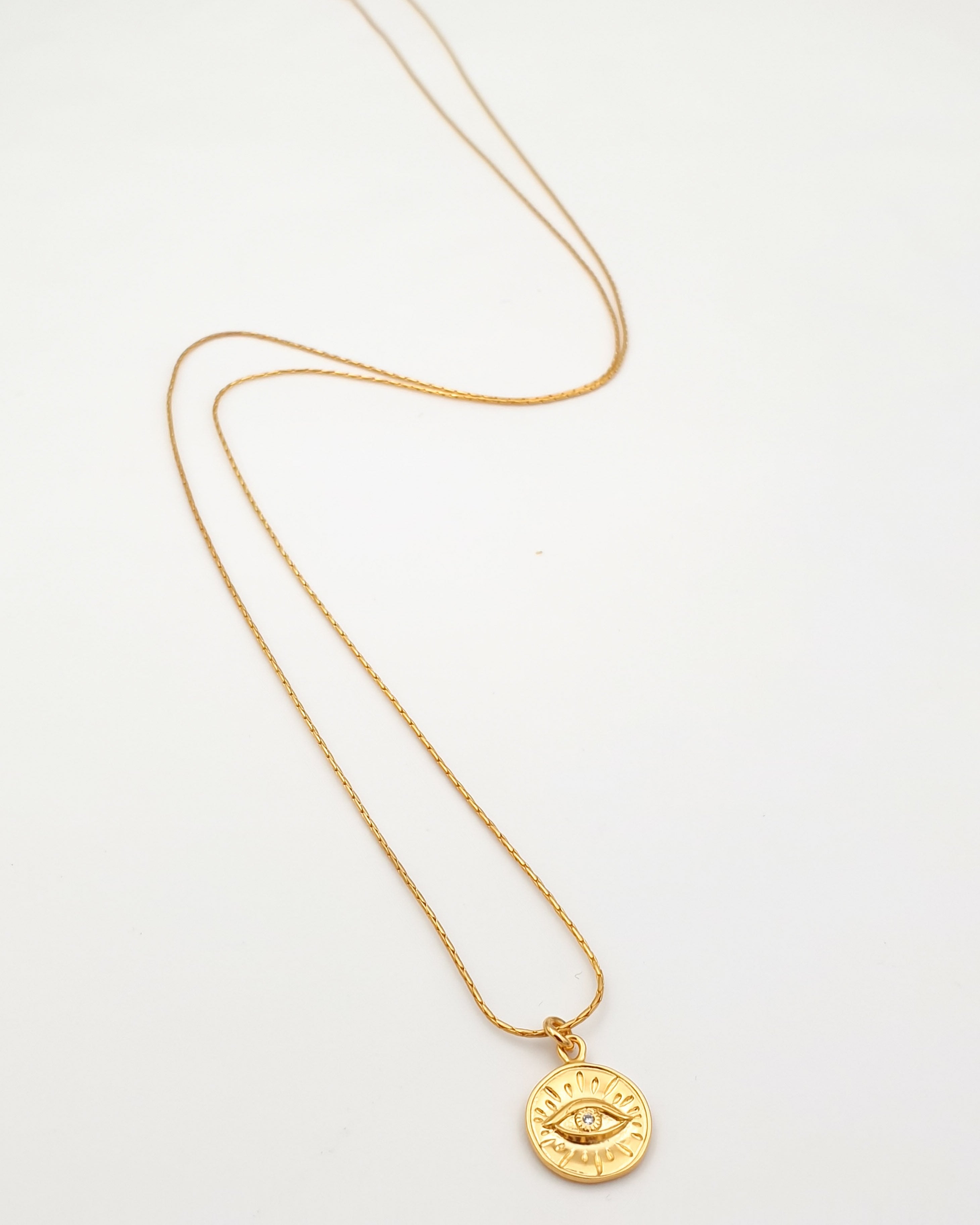 שרשרת עין משובצת זירקון ארוכה