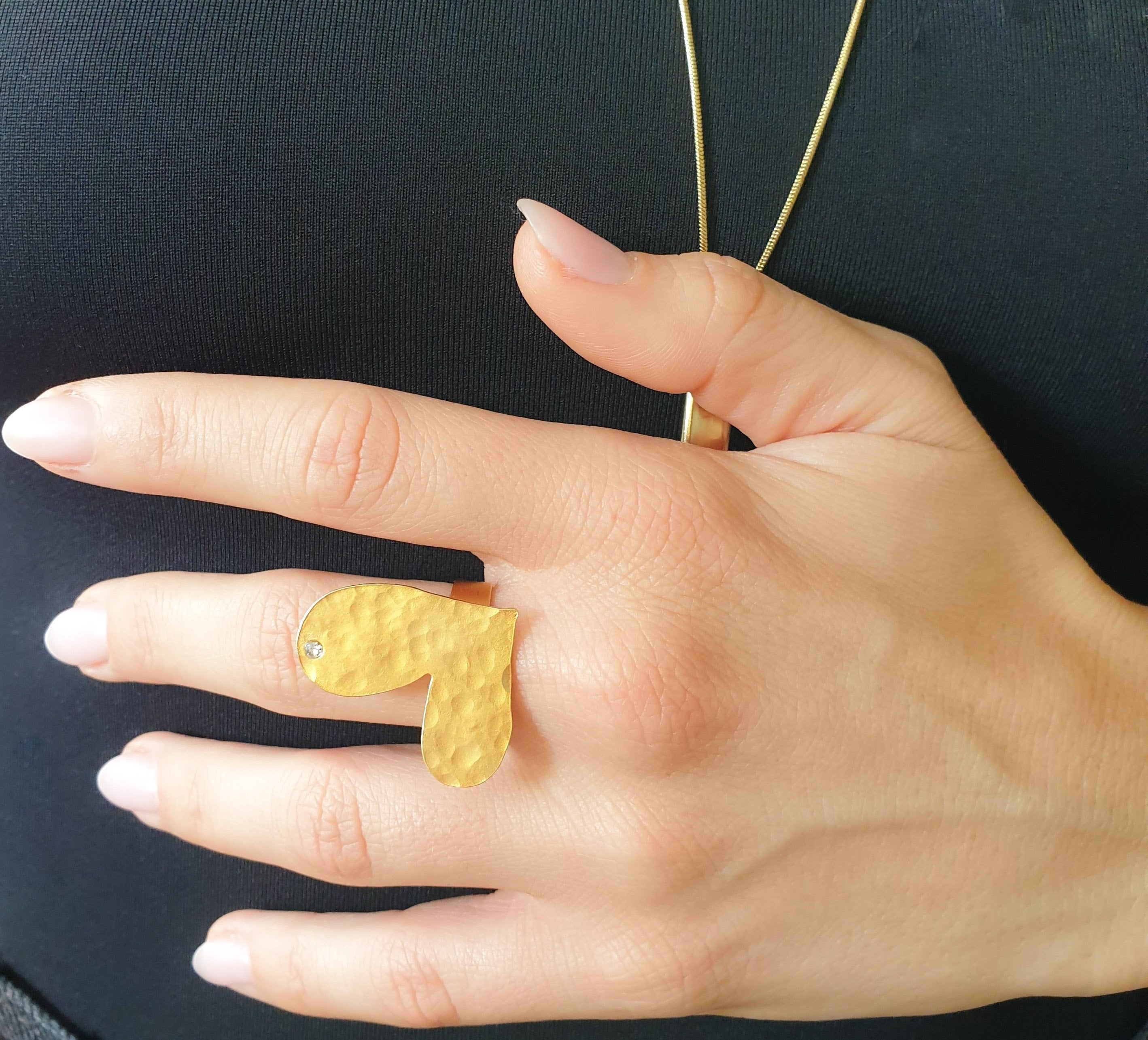 טבעת לב רקוע קריסטל