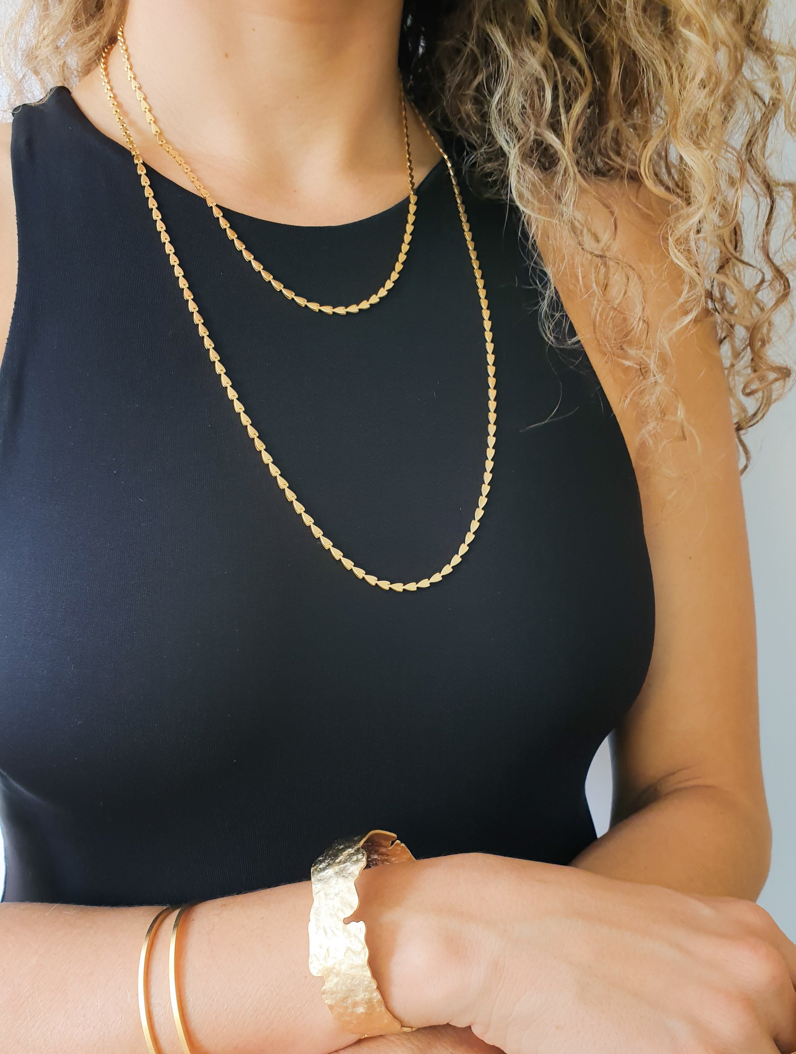 שרשרת טיפטופי טיפות ארוכה כסף