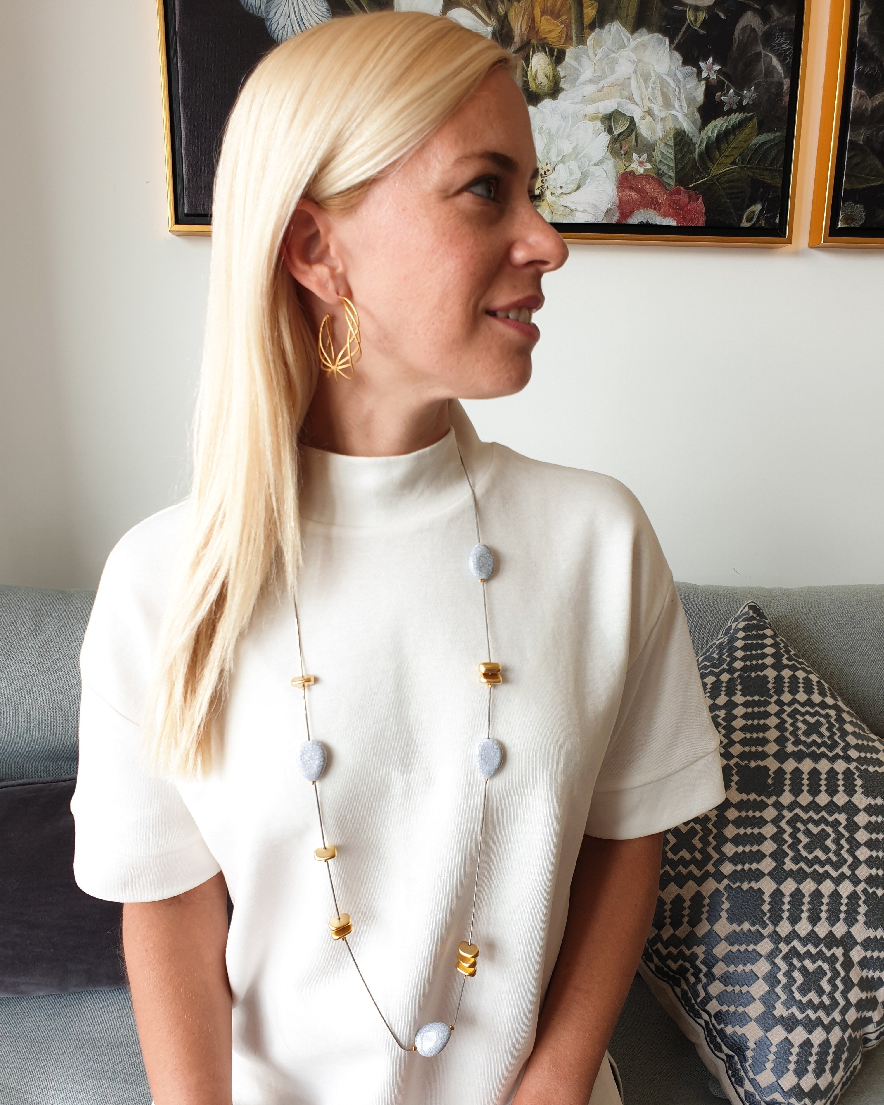 עגילי חישוק חוטים עבודת יד כסף