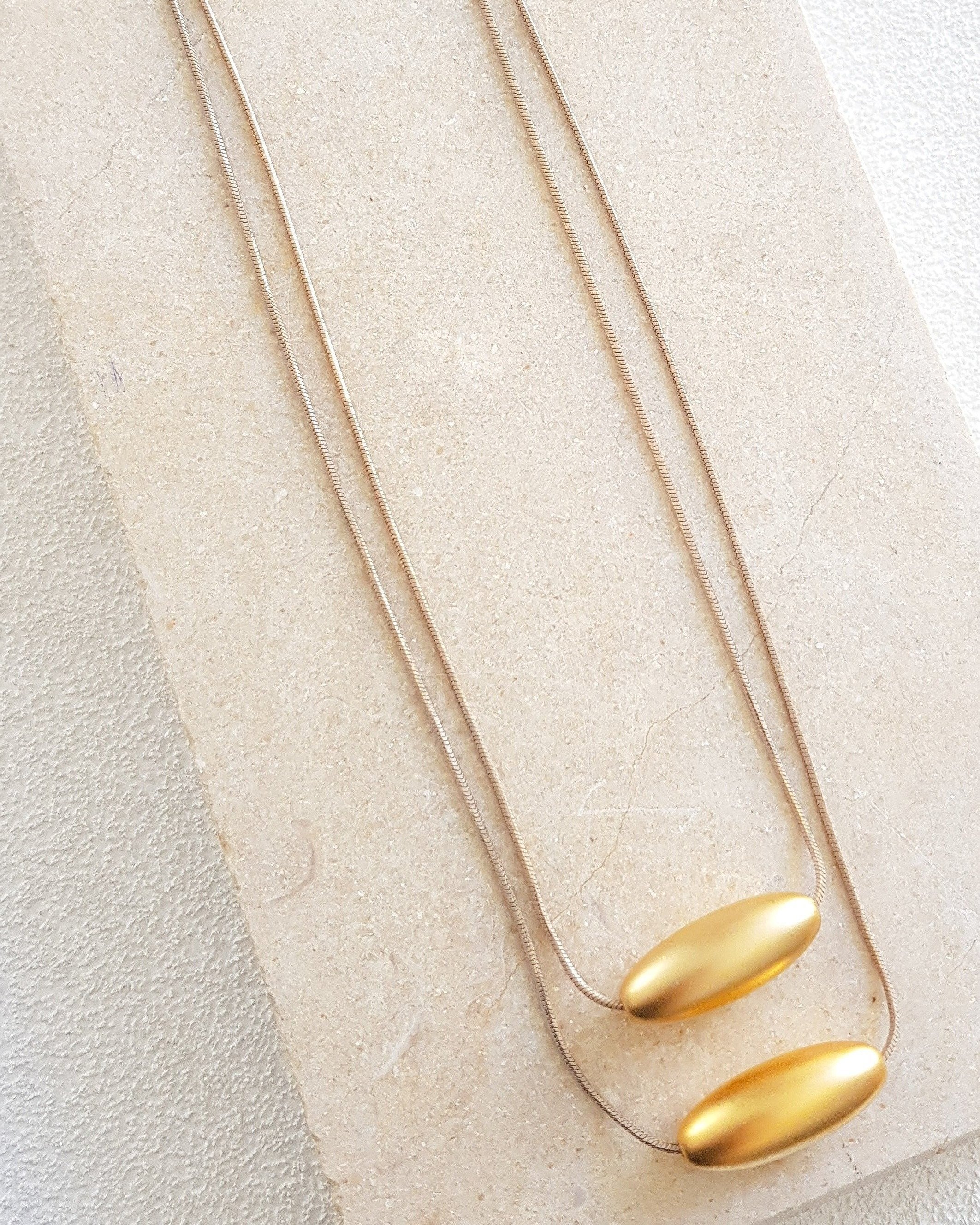 שרשרת כפולה אובלים זהב