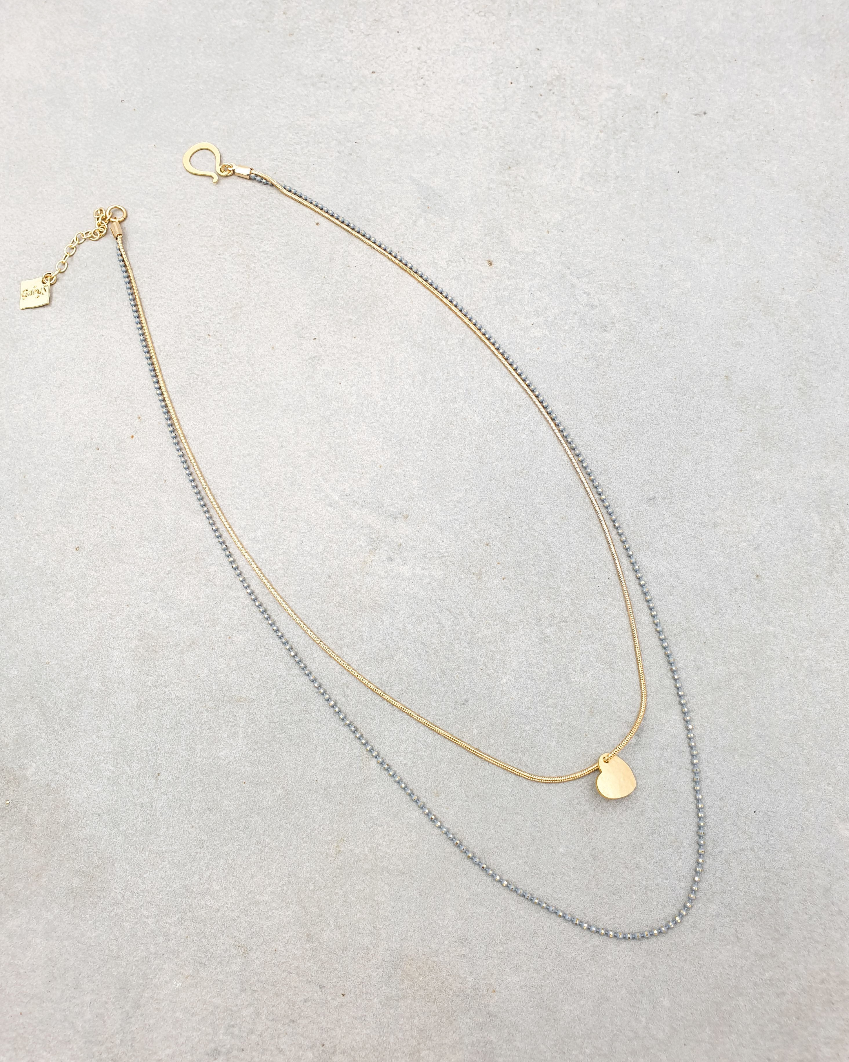 שרשרת כפולה לב זהב