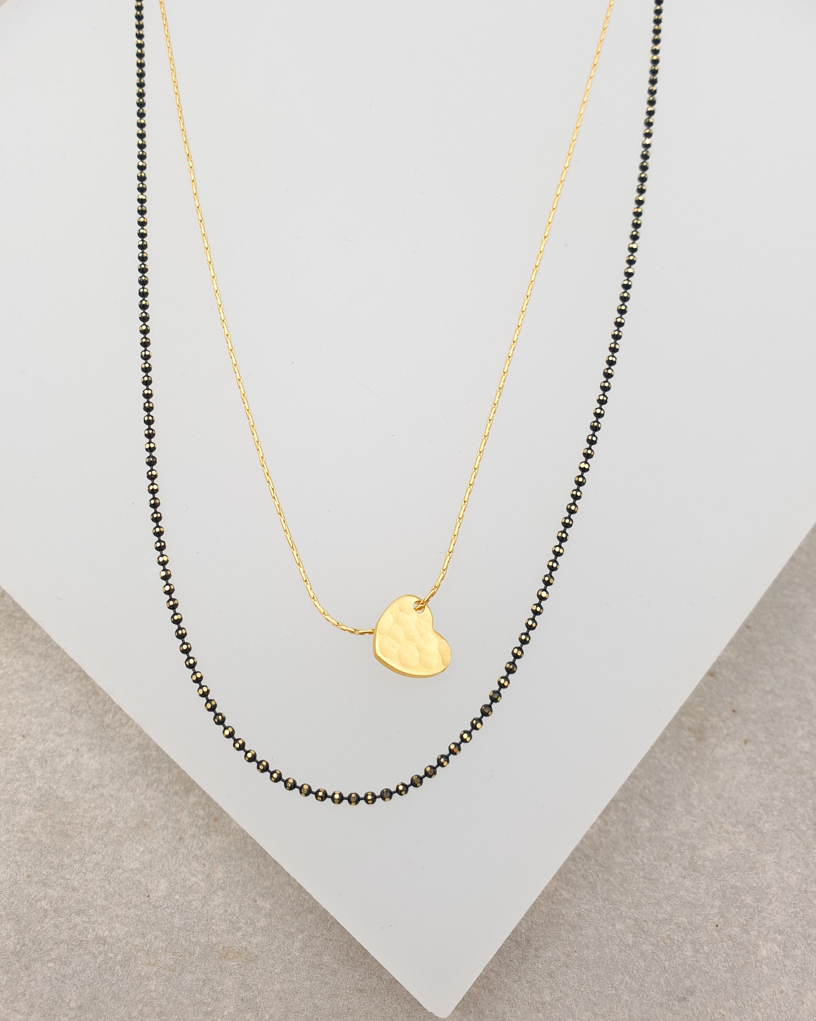 שרשרת כפולה לב זהב