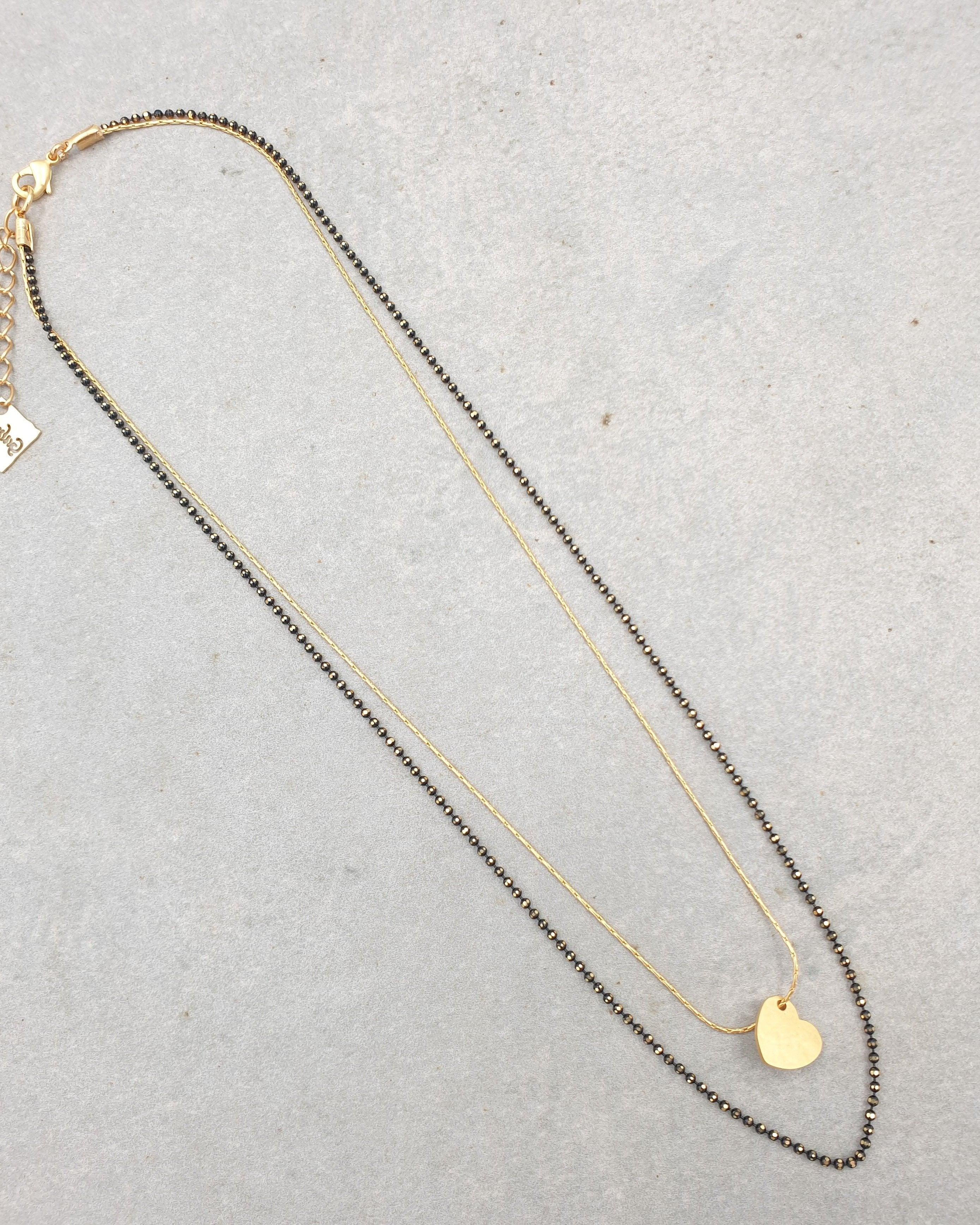 שרשרת כפולה לב זהב