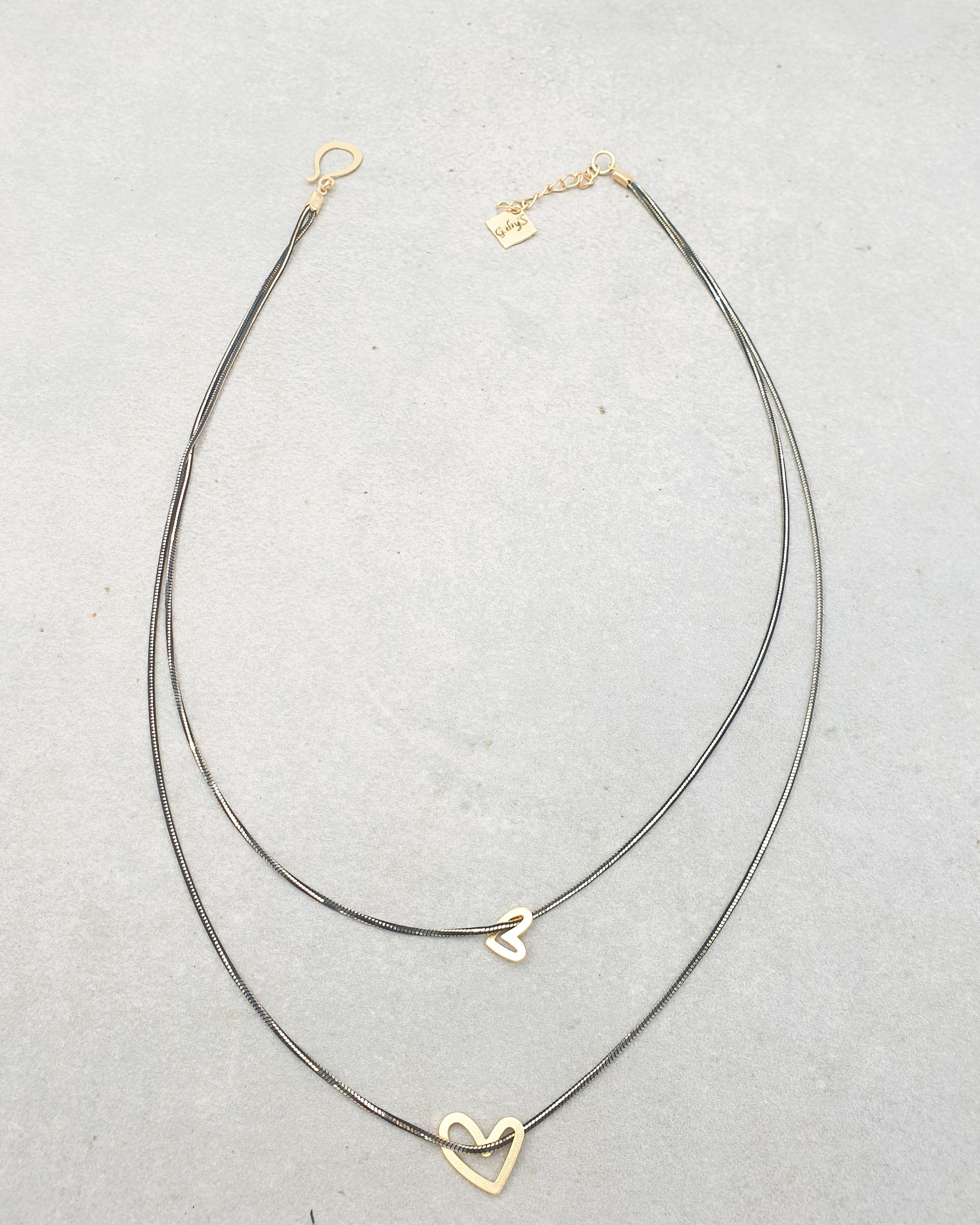 שרשרת דאבל לבבות חלולים